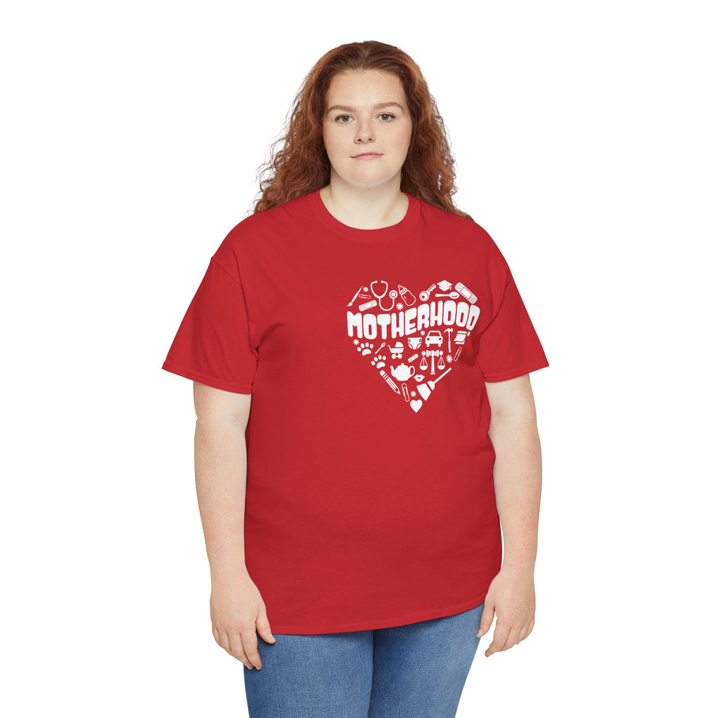 Motherhood Heart Tee — Mom Life Graphic T-Shirt