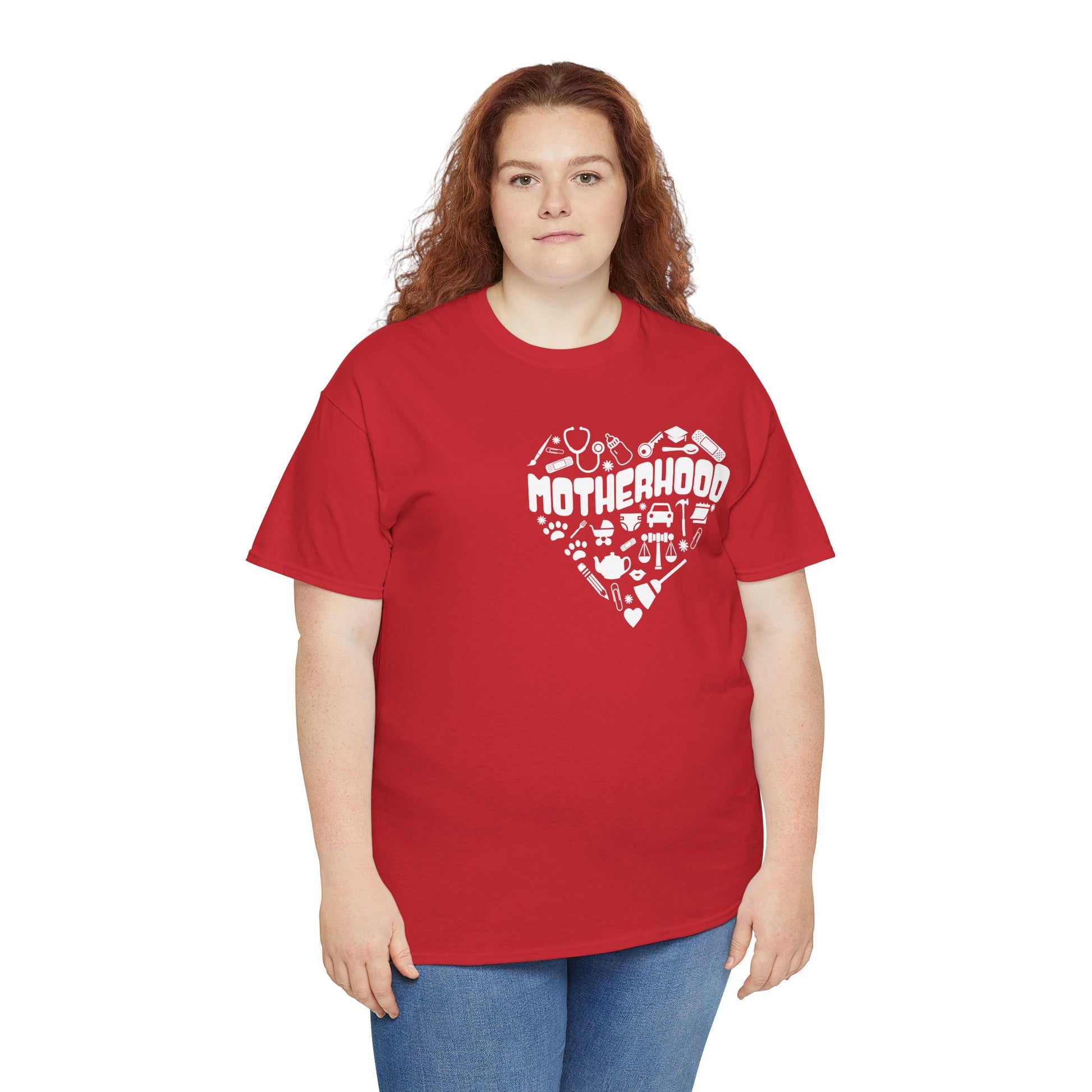 Motherhood Heart Tee — Mom Life Graphic T-Shirt