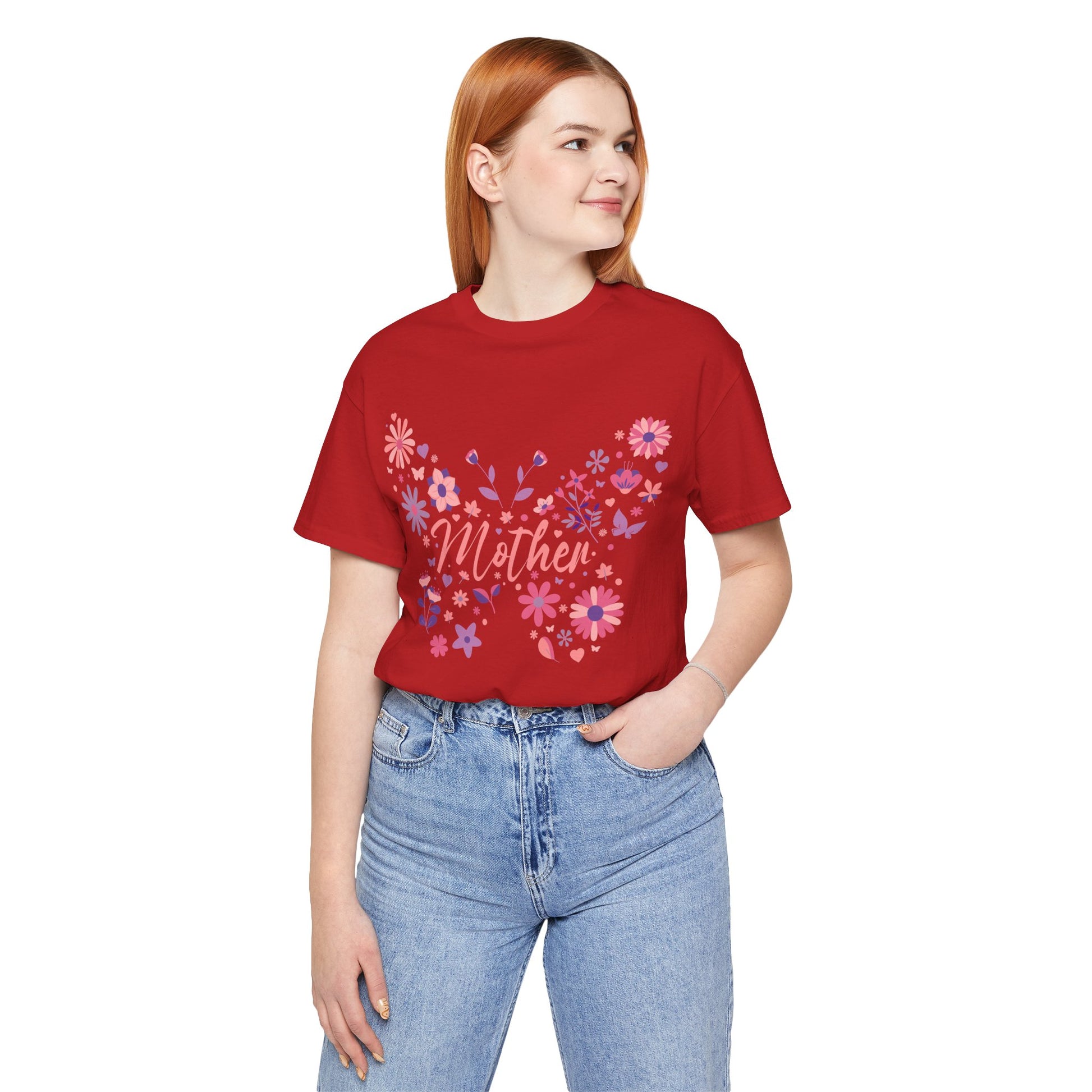 Butterfly Mother T-Shirt,Tee for Mom, Floral Gift, Birthday Present, Mother's Day Apparel, Cute Butterfly Design