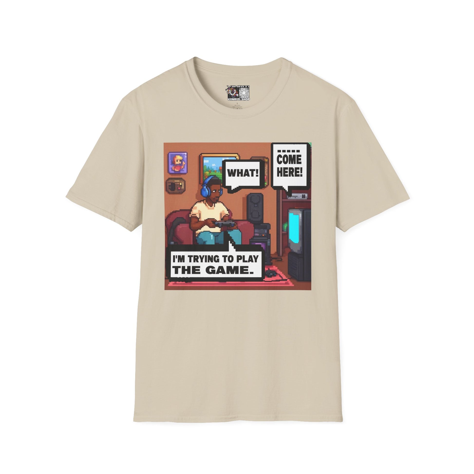 Gamer Comic Tee — "I'm Trying to Play the Game" Graphic T-Shirt