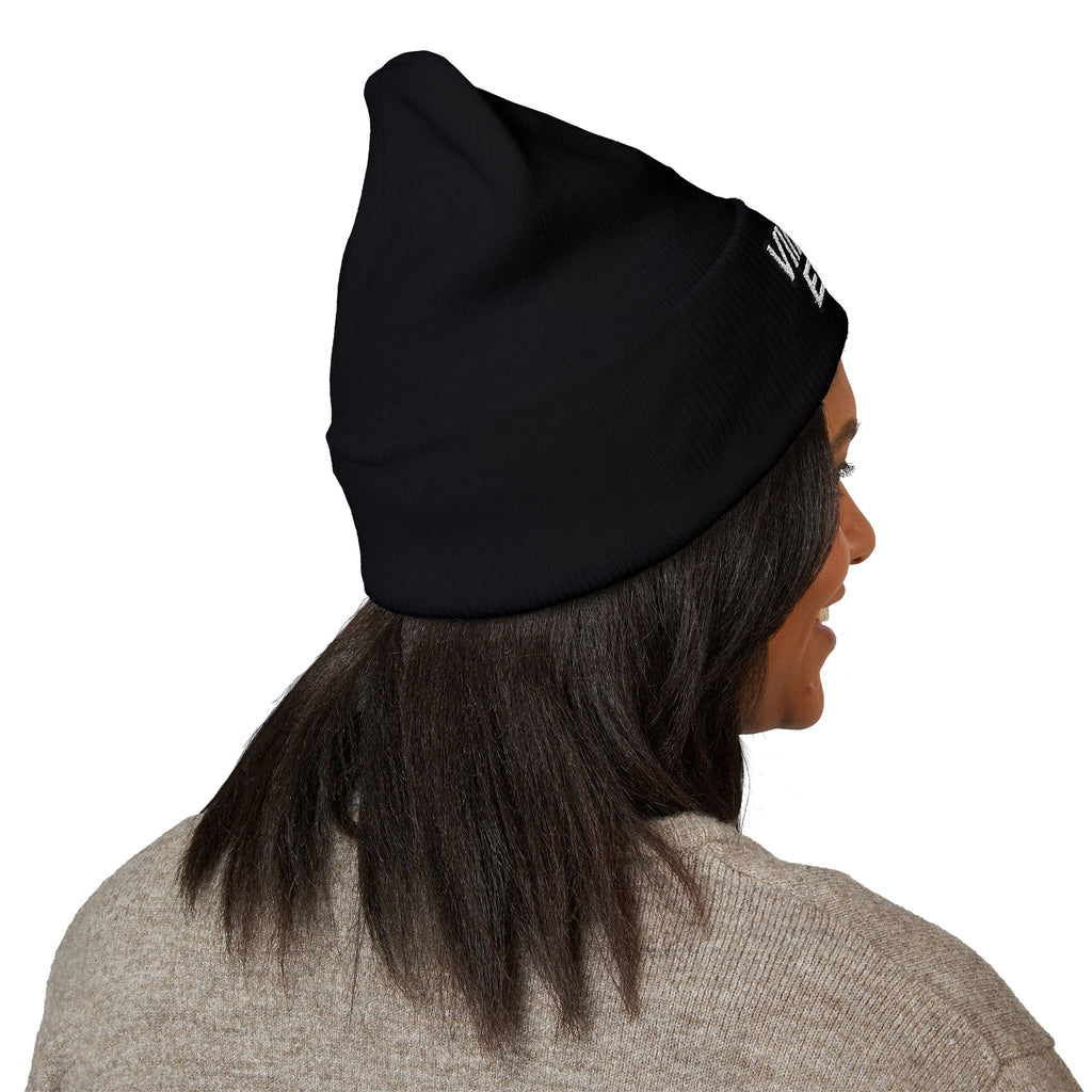 Embroidered 'Viinriti Est' Cuffed Beanie — Classic Knit Winter Hat