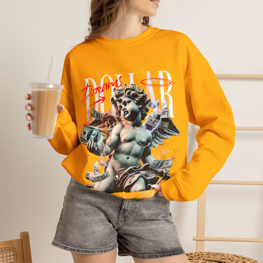 Crewneck Sweatshirt — 'Dollar' Statue Collage Graphic