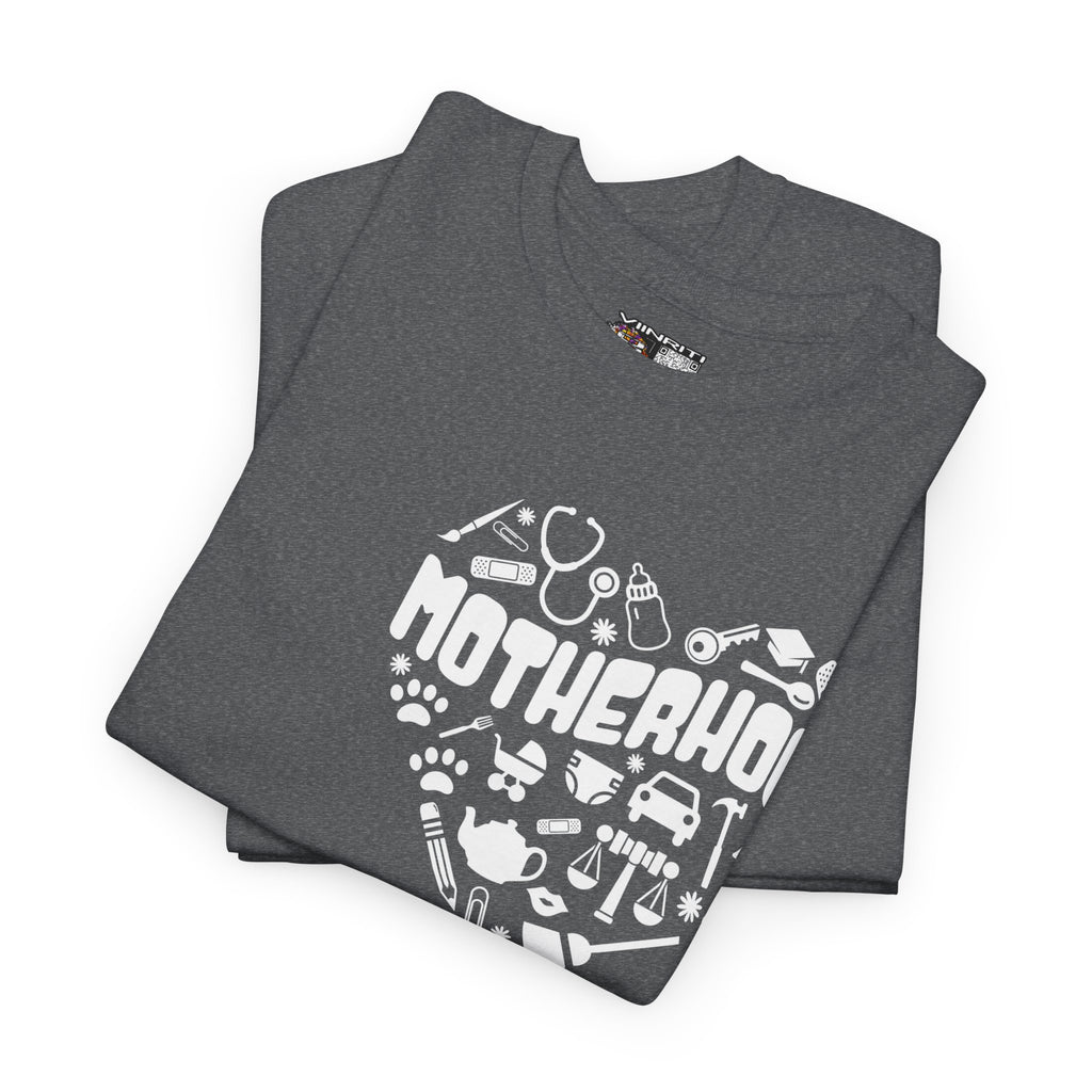 Motherhood Heart Tee — Mom Life Graphic T-Shirt