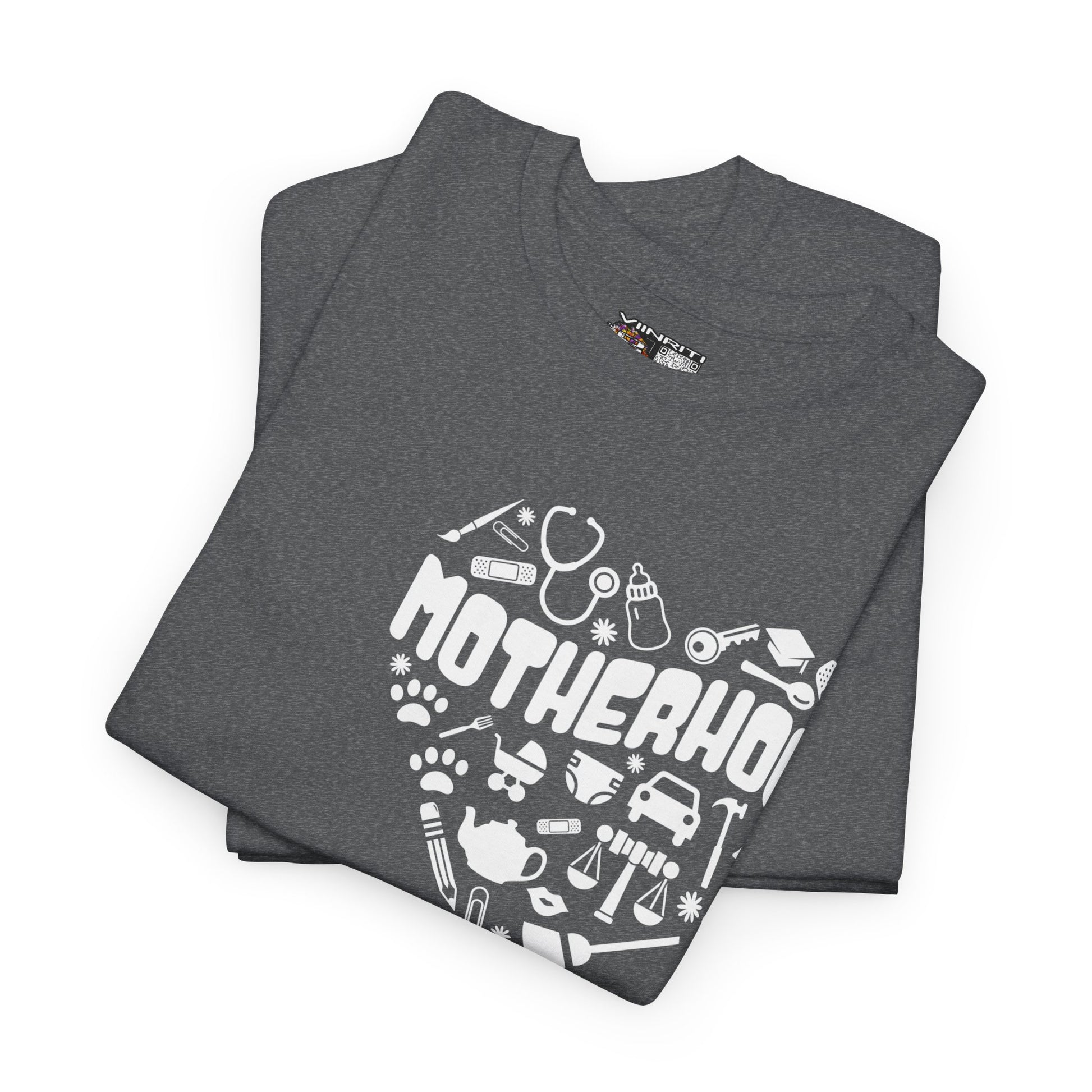 Motherhood Heart Tee — Mom Life Graphic T-Shirt