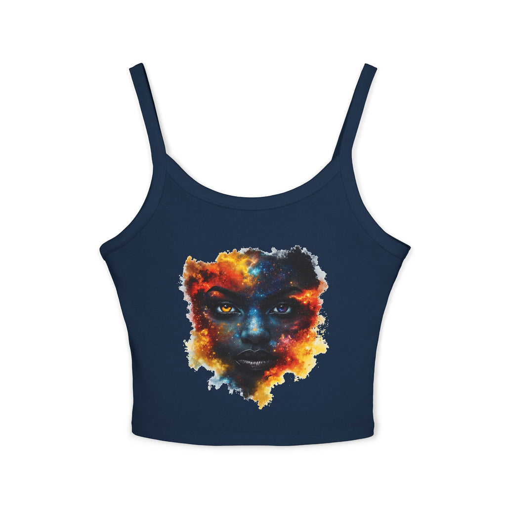 Cosmic Girl  Crop Tank Top — Abstract Galaxy Face Art