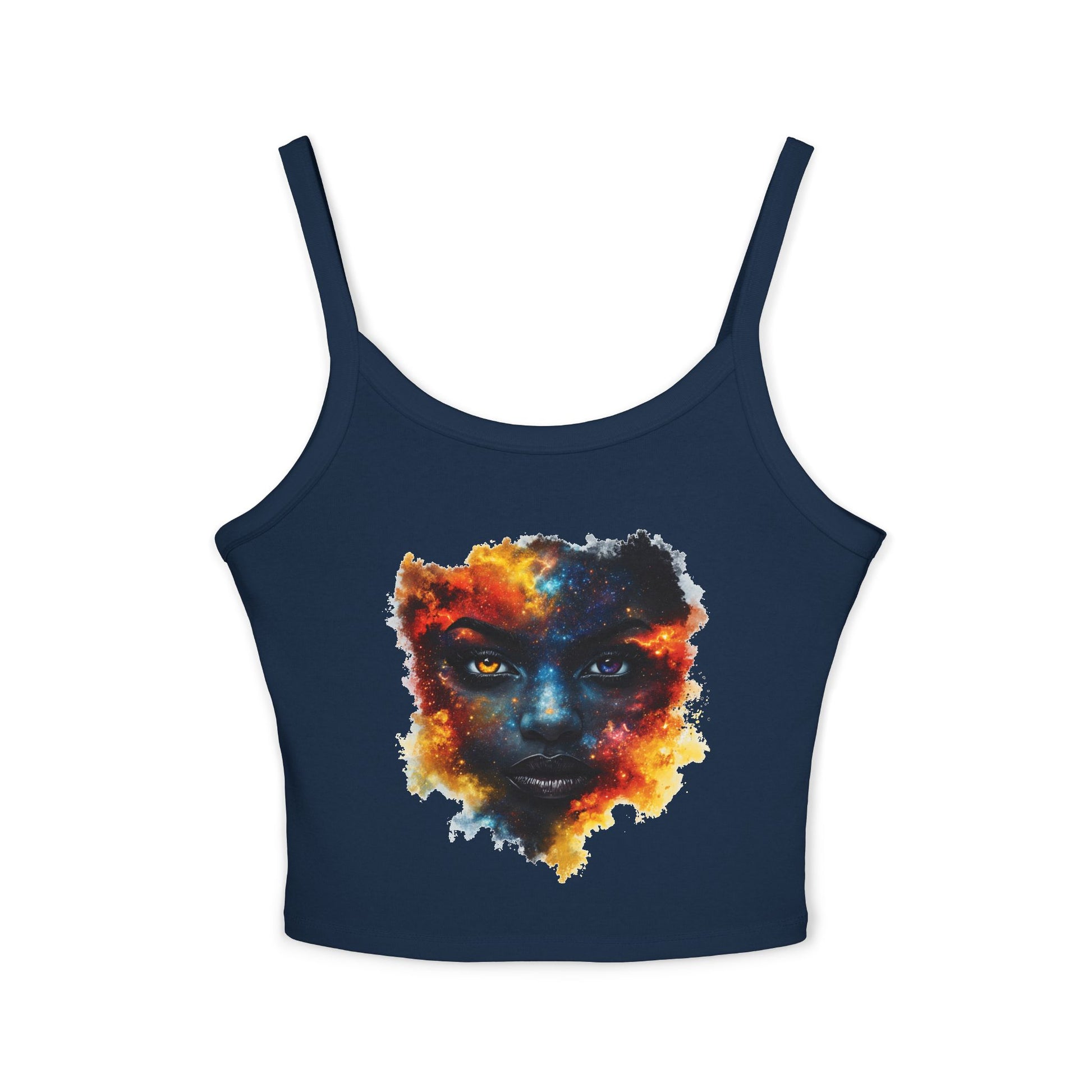 Cosmic Girl  Crop Tank Top — Abstract Galaxy Face Art