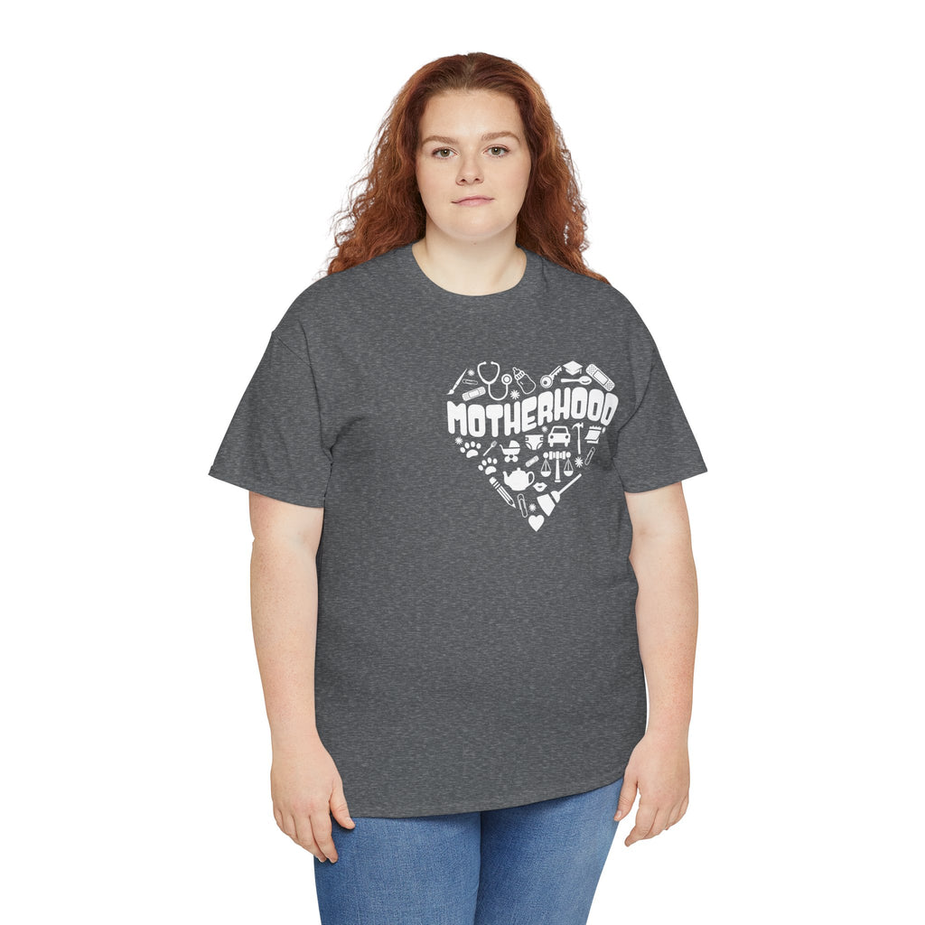 Motherhood Heart Tee — Mom Life Graphic T-Shirt