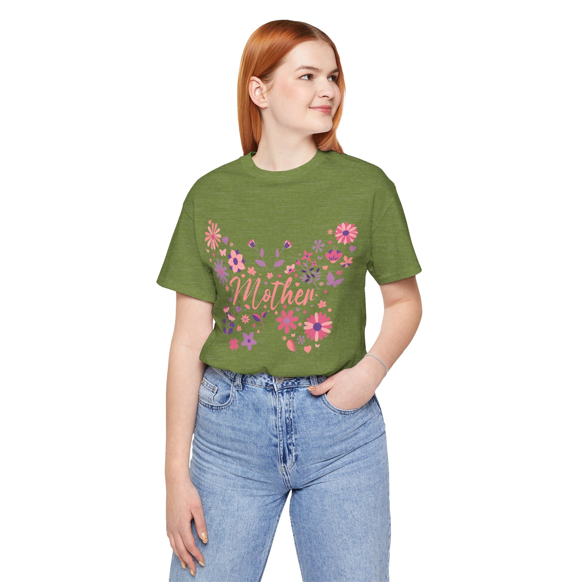 Butterfly Mother T-Shirt,Tee for Mom, Floral Gift, Birthday Present, Mother's Day Apparel, Cute Butterfly Design