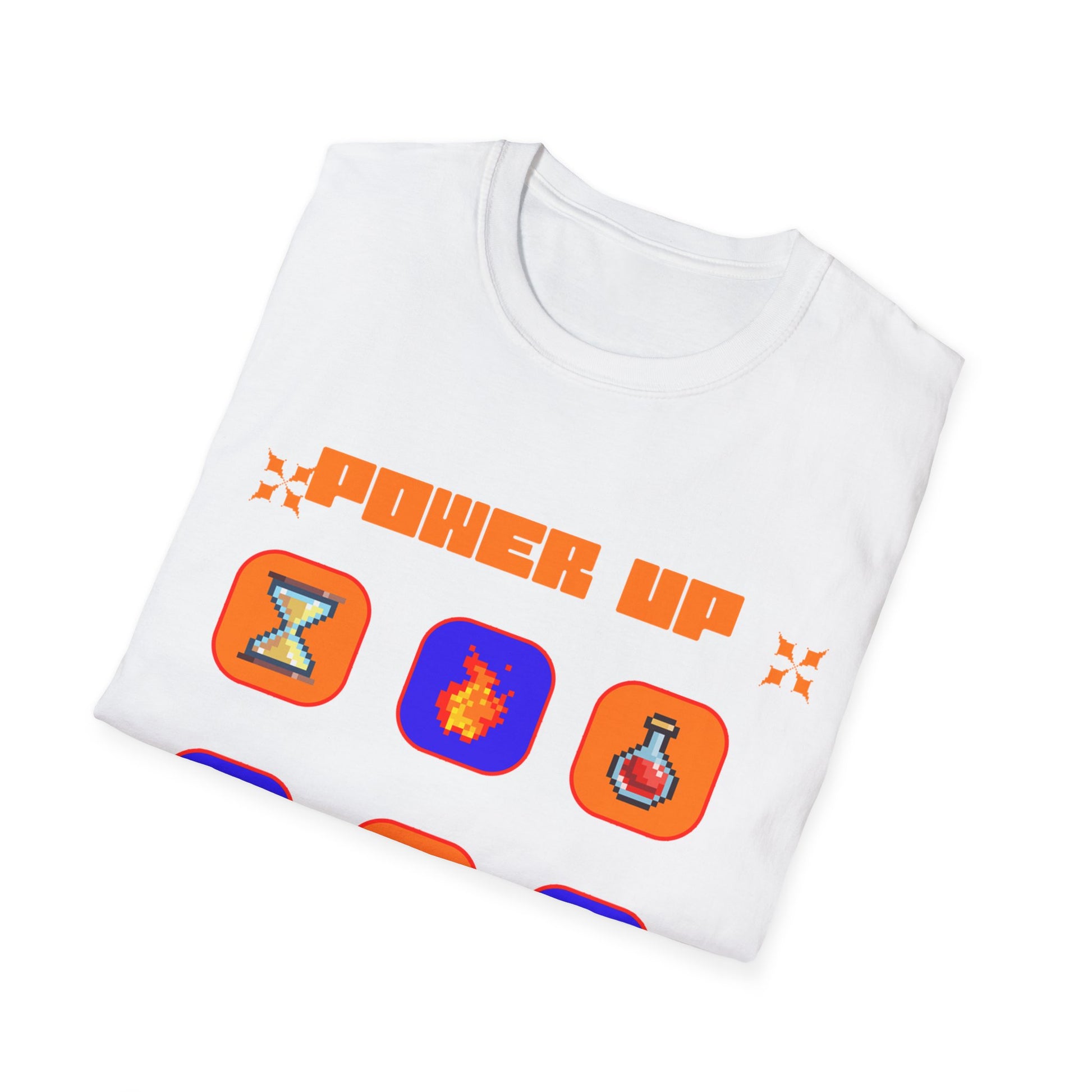 Power Up Gaming T-Shirt — Retro Pixel Game Icons Tee