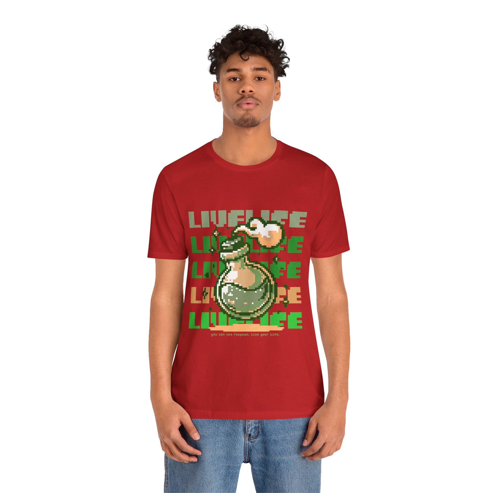 Live Life Pixel Frog Graphic Tee — Retro Gaming Nature T-Shirt