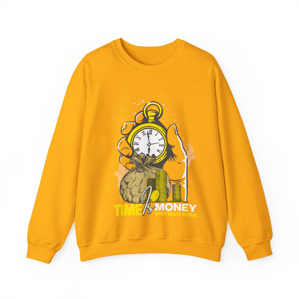 "Time Is Money" Graphic Pocket Watch & Coins Crewneck Sweatshirt -