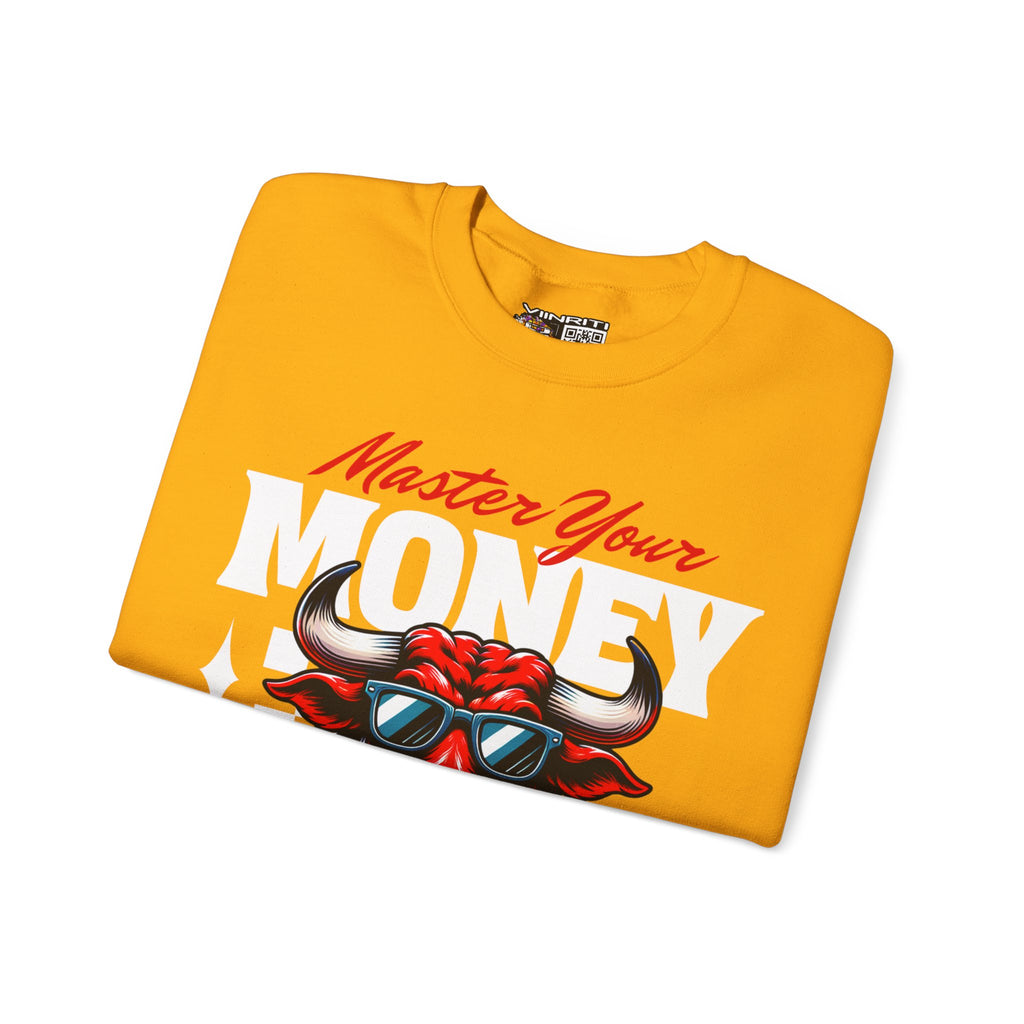 Crewneck Sweatshirt — "Master Your Money" Bull Design, Finance Hustle Graphic
