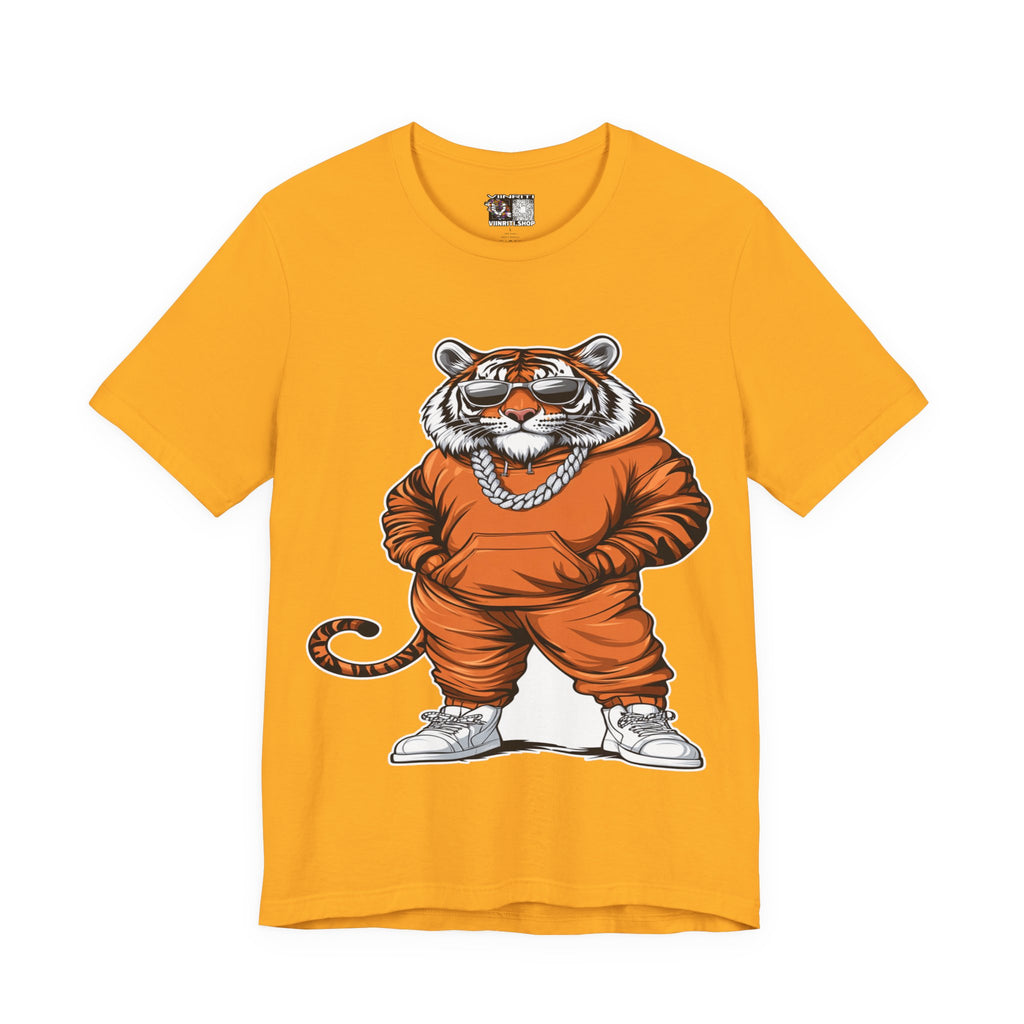 Tiger Streetwear T-Shirt — Cool Cartoon Tiger in Tracksuit Graphic Tee