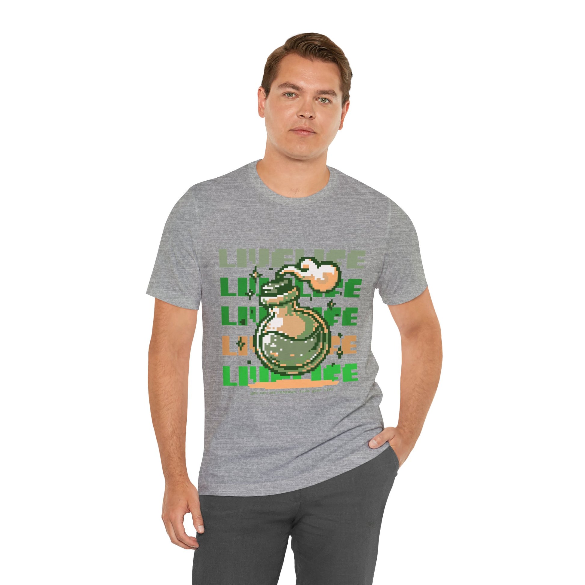 Live Life Pixel Frog Graphic Tee — Retro Gaming Nature T-Shirt