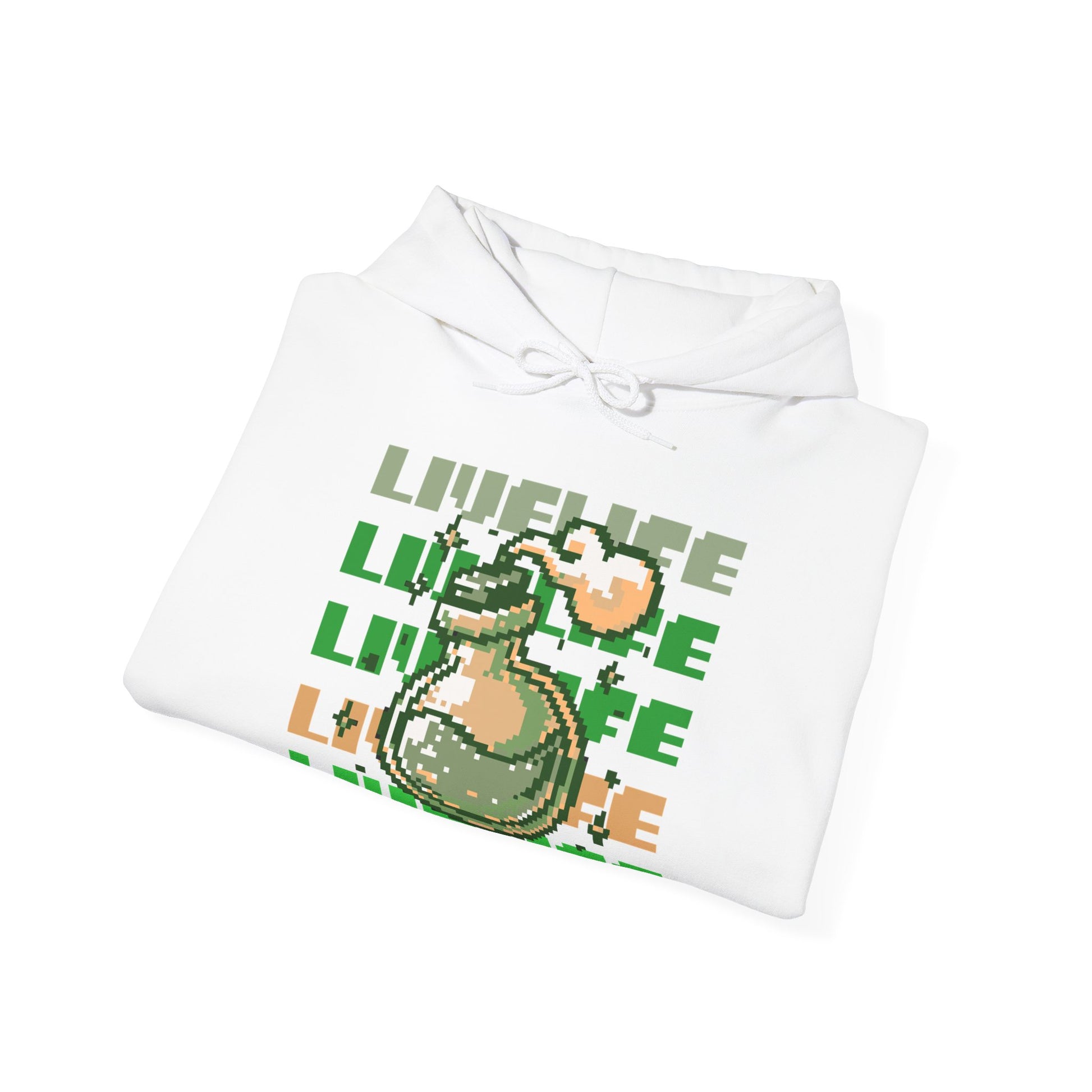 Live Life Dino Hoodie — Cute Retro Cartoon T-Rex Graphic Sweatshirt