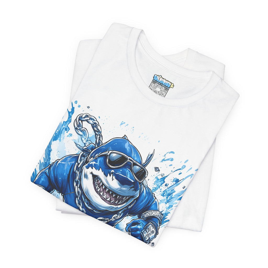 Ocean Dripp Blue Shark Graphic Unisex Tee - Fun Beachwear for Summer Adventures