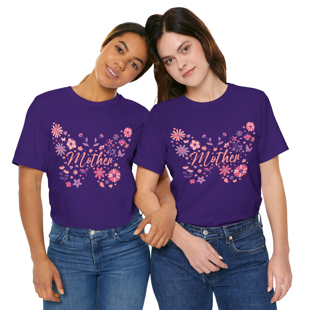 Butterfly Mother T-Shirt,Tee for Mom, Floral Gift, Birthday Present, Mother's Day Apparel, Cute Butterfly Design