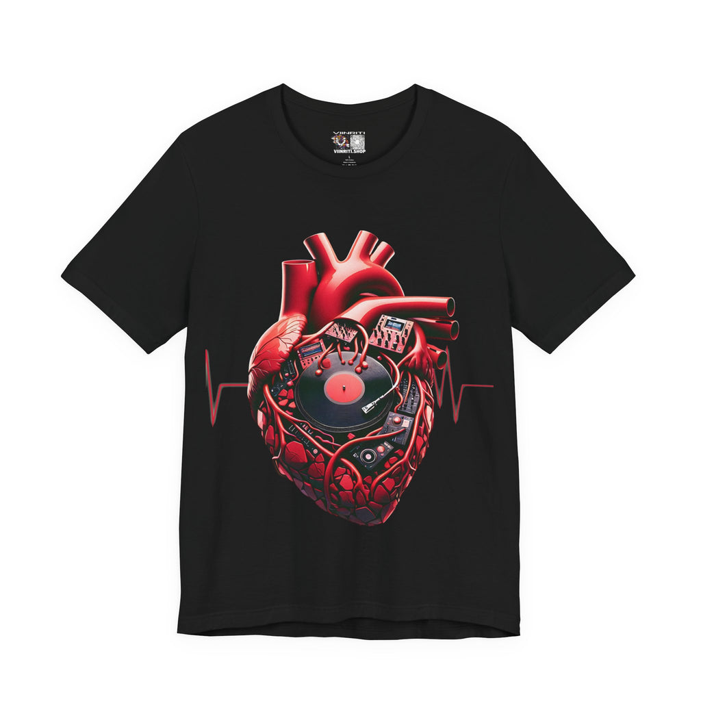 Heart Beat Vinyl Tee — Anatomical Heart Record T-Shirt
