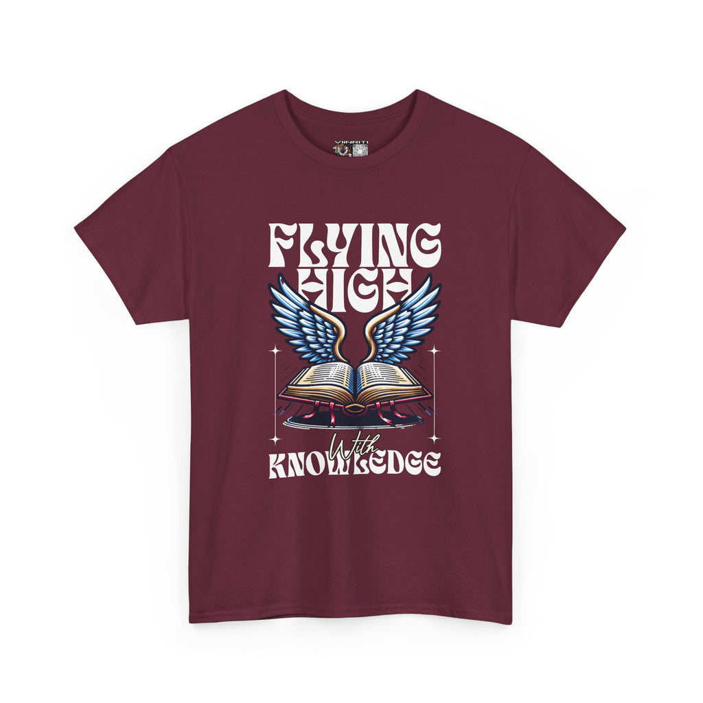 ""Flying High Knowledge T-Shirt — Vintage Winged Book Graphic Tee