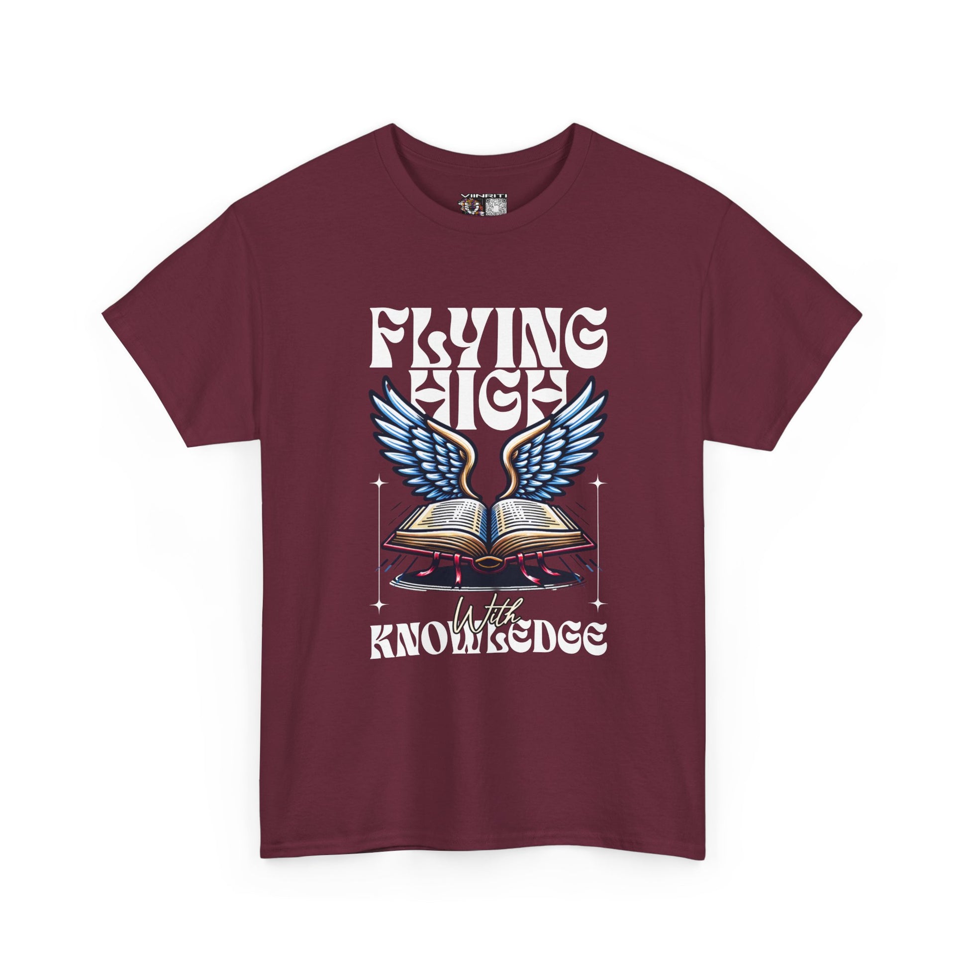 ""Flying High Knowledge T-Shirt — Vintage Winged Book Graphic Tee
