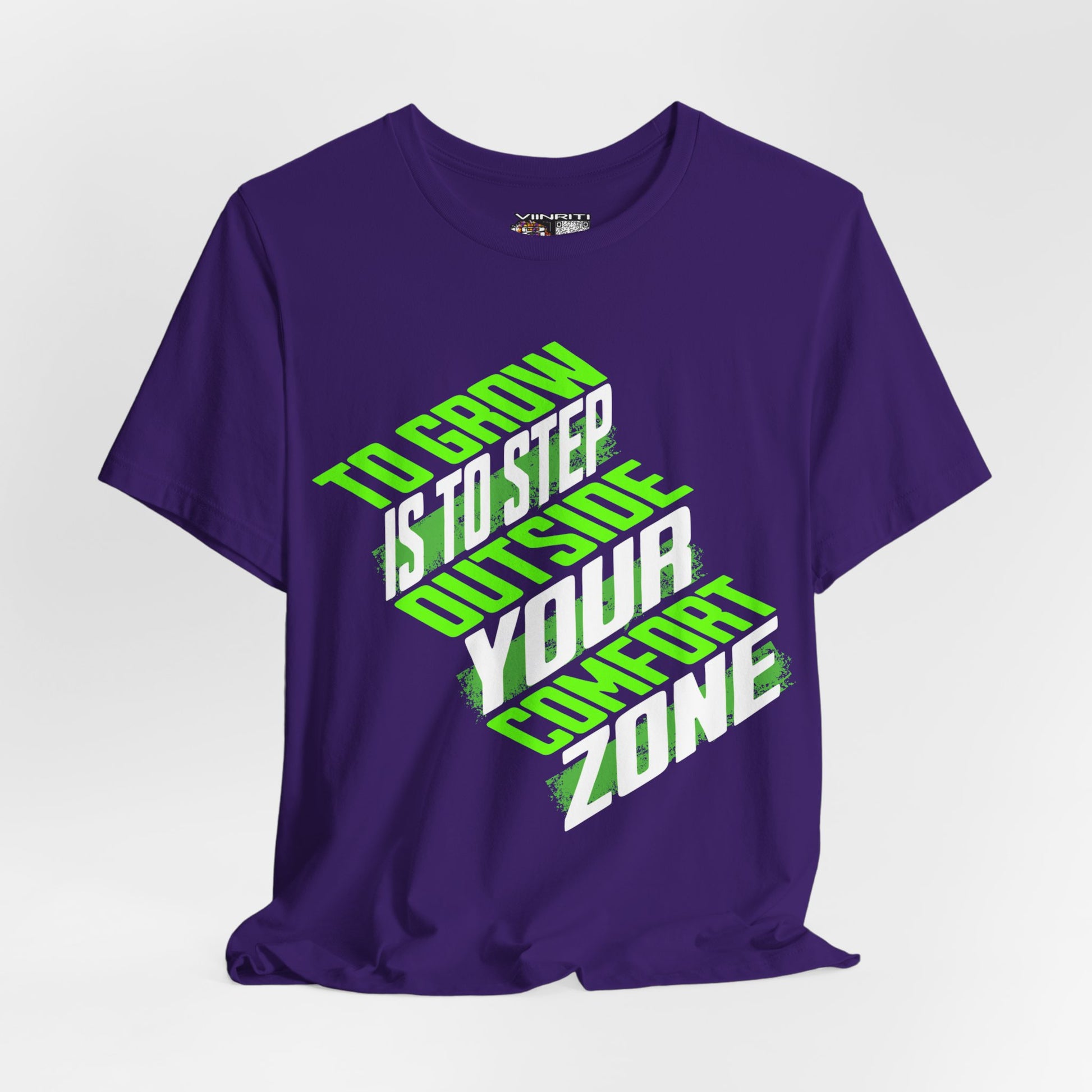 """Motivational Tee — "To Grow Is To Step Outside Your Comfort Zone" Neon Graphic