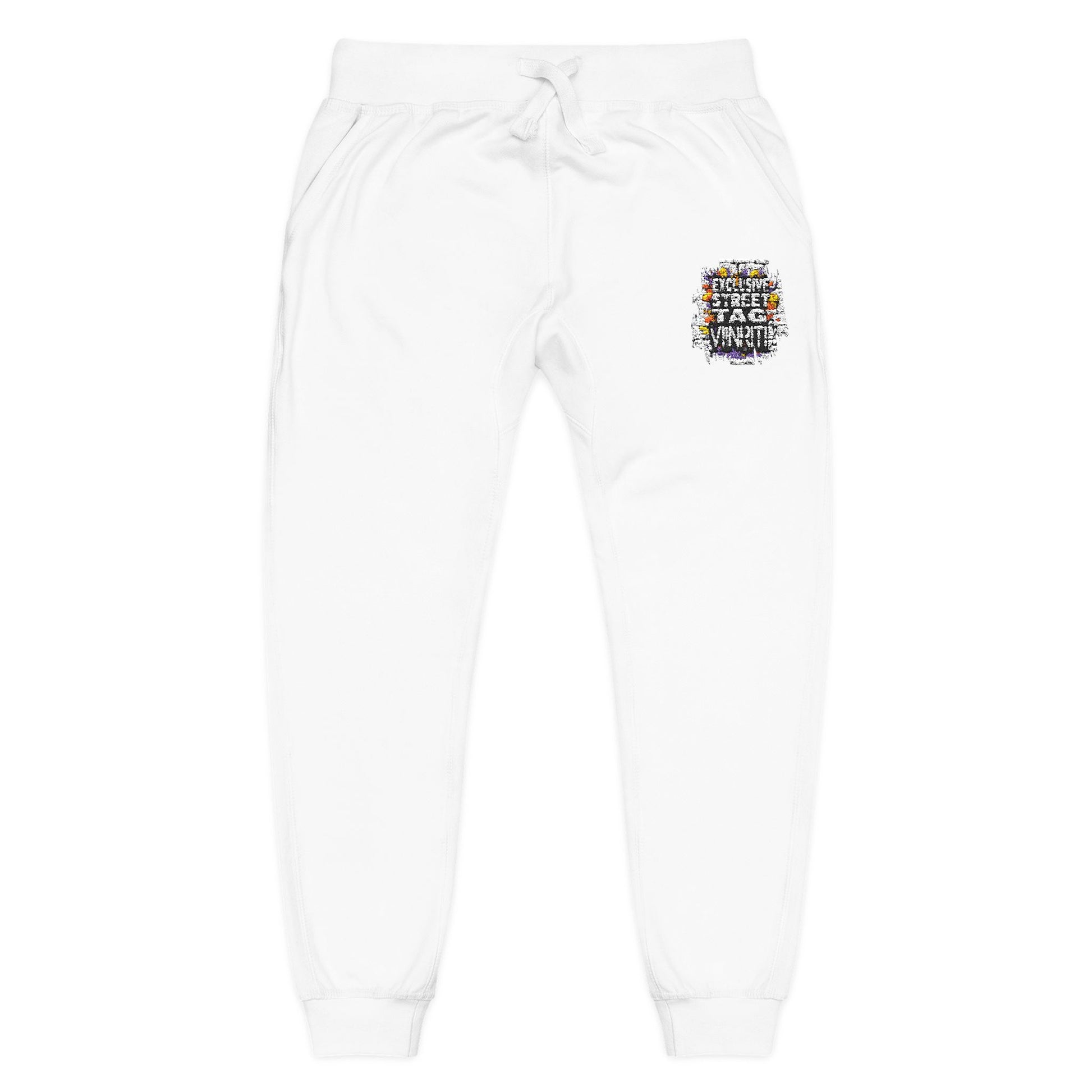 Viinriti Embroidered l Sweatpants — Cozy White Fleece Joggers