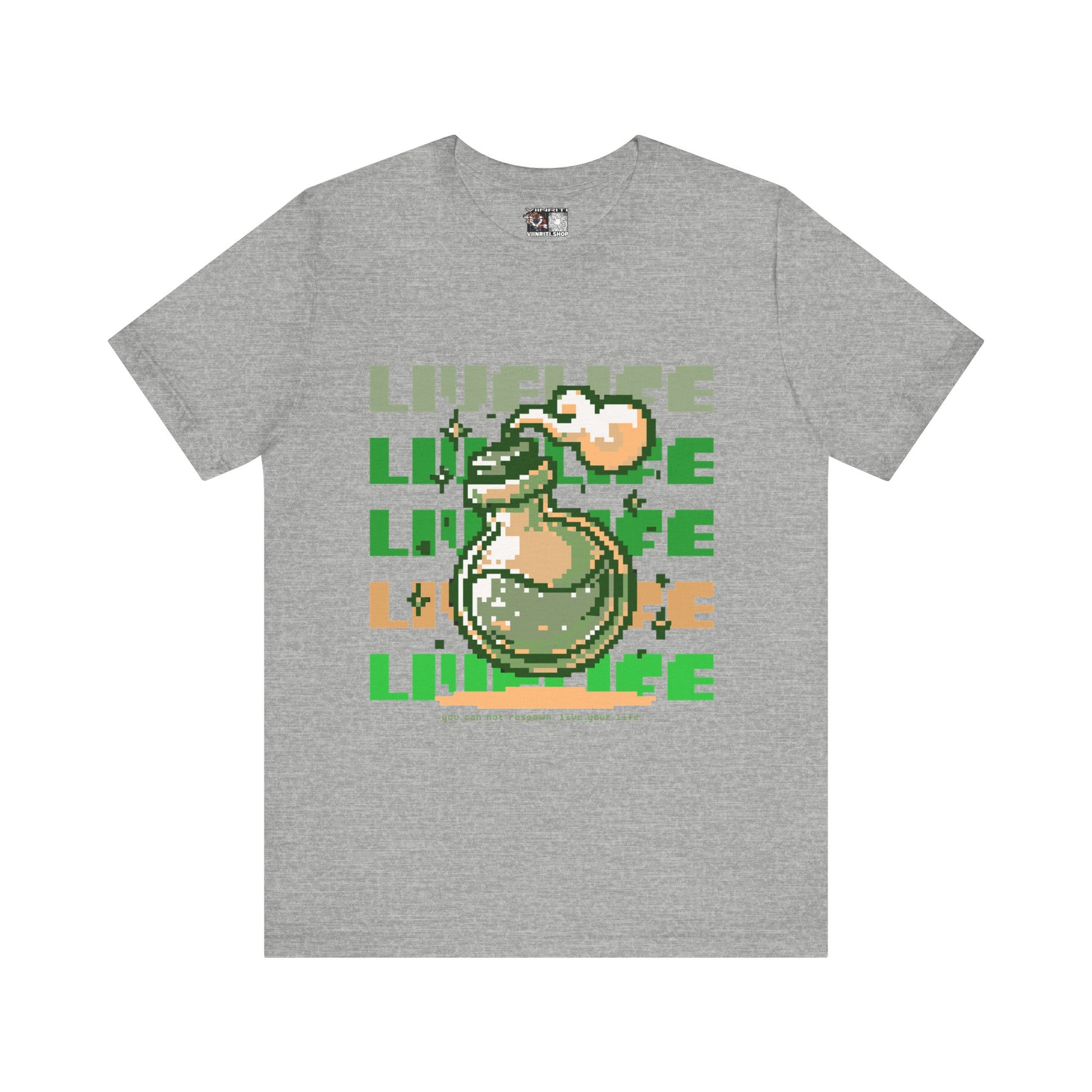 Live Life Pixel Frog Graphic Tee — Retro Gaming Nature T-Shirt