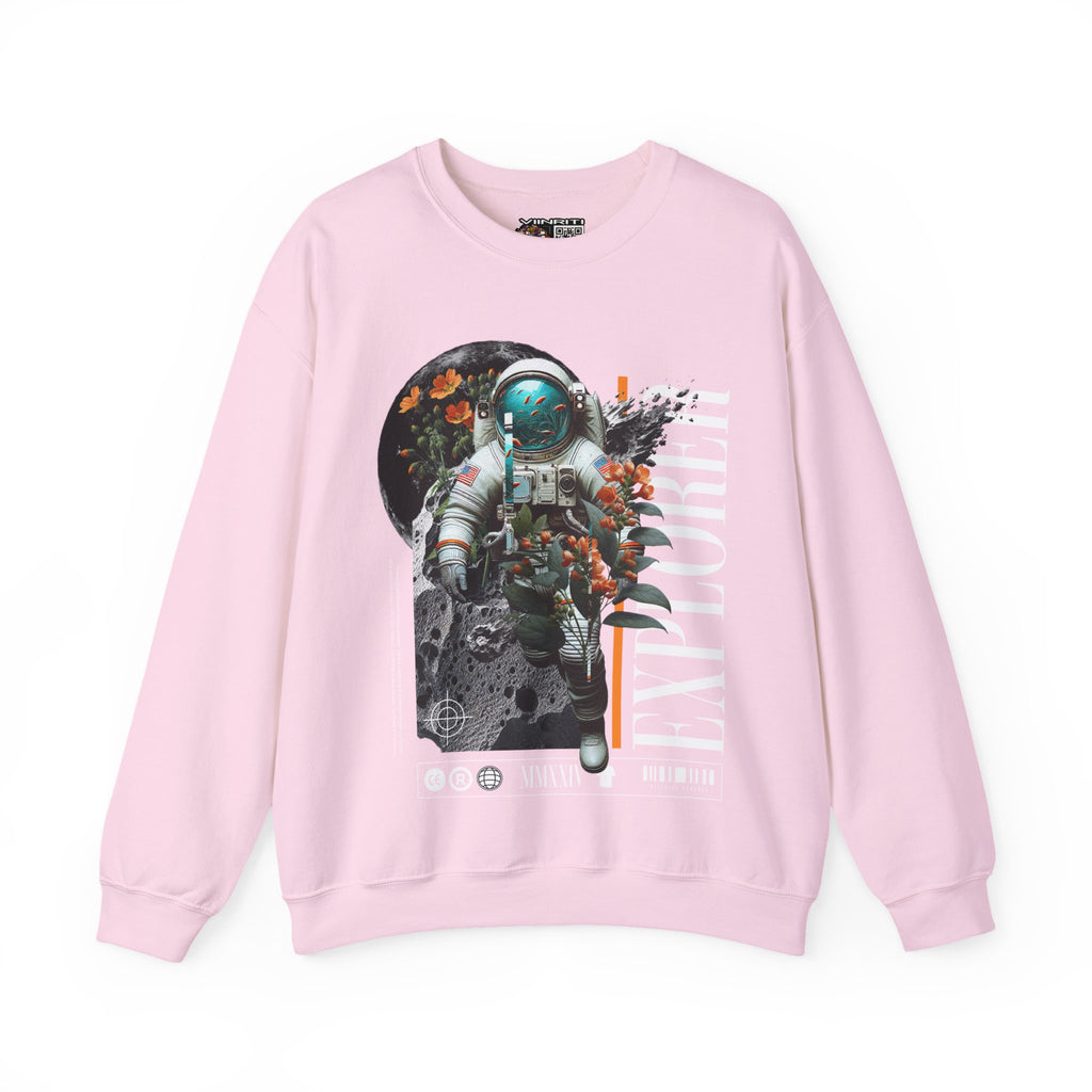Astronaut Floral Crewneck Sweatshirt — Space Explorer Graphic Pullover