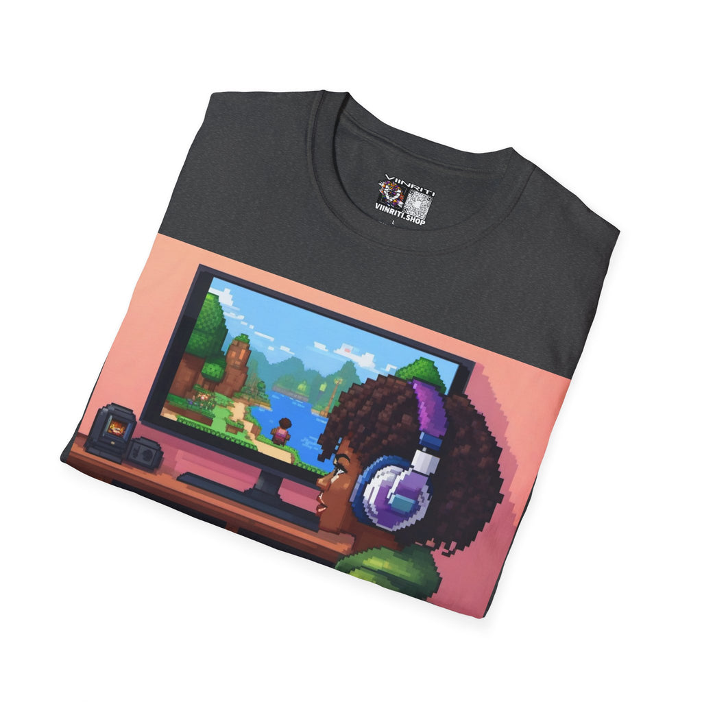 Girl Gamer T-Shirt — Retro Pixel Art ‘GIRL GAMER HERE!’ Tee for Female Gamers