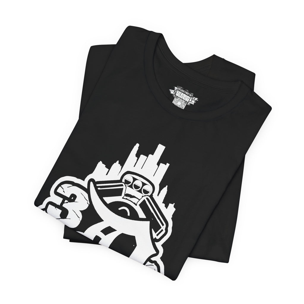 Detroit D Monochrome Tee — City Skyline & Motor Graphic T-Shirt