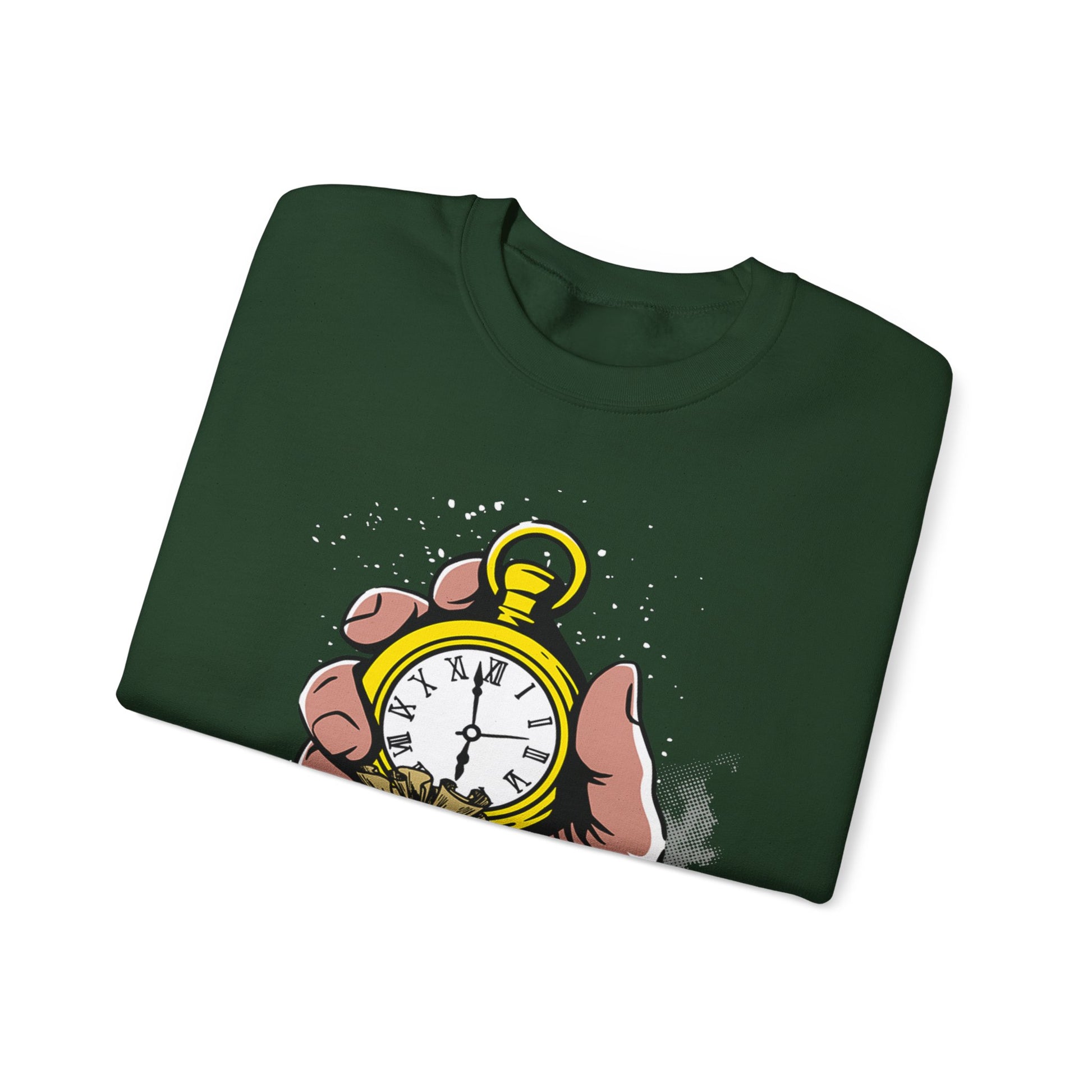 Time Is Money Crewneck Sweatshirt — Vintage Pocket Watch Graphic