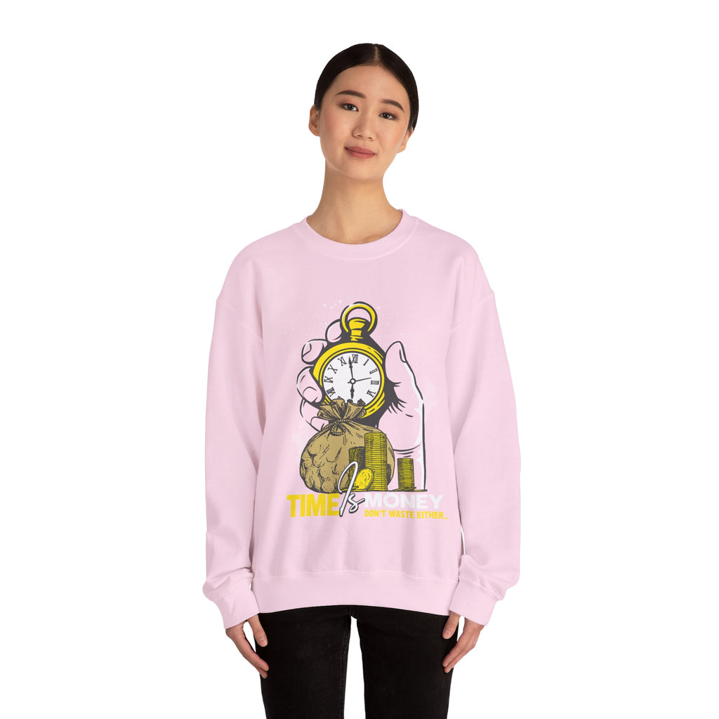 Time Is Money Crewneck Sweatshirt — Vintage Pocket Watch Graphic