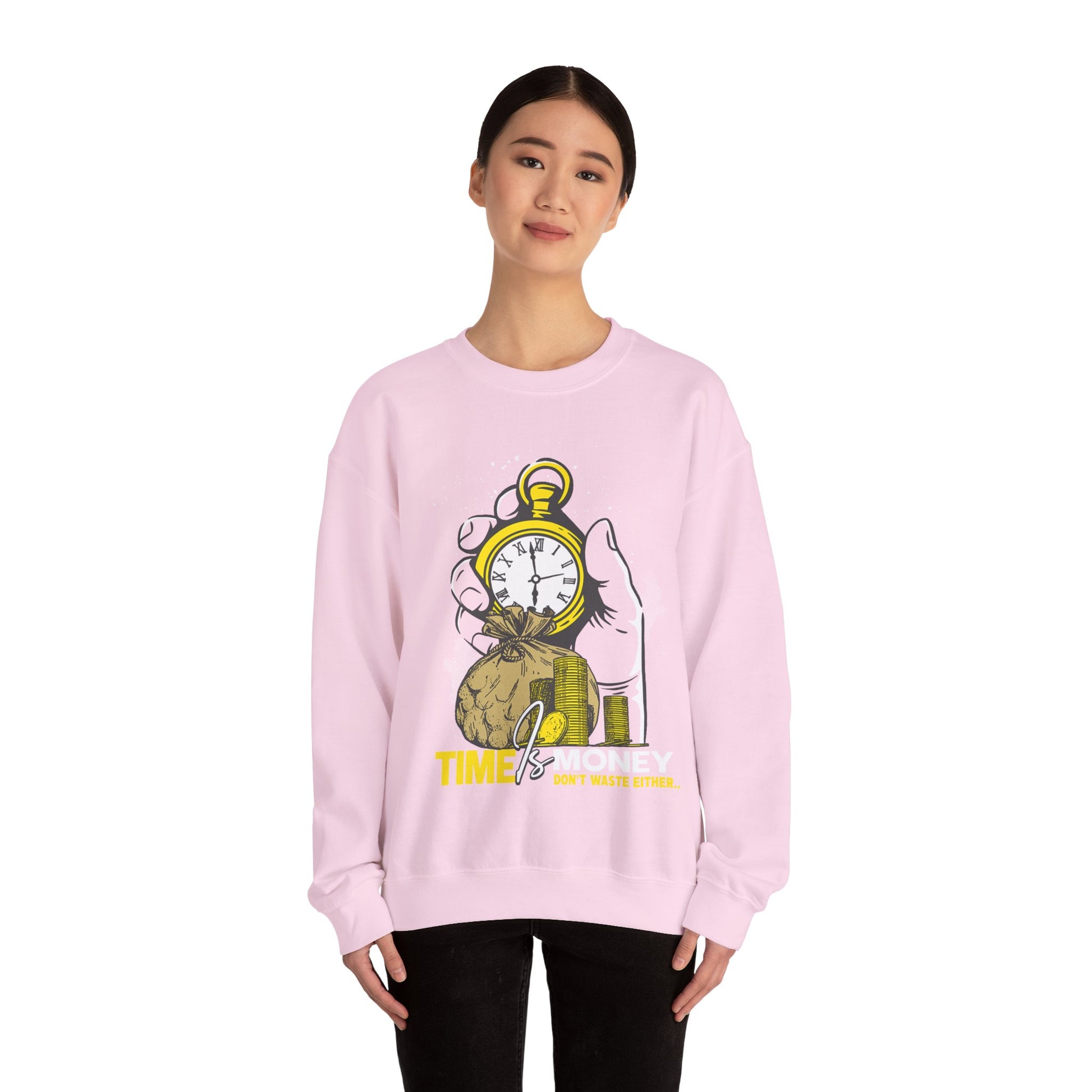 Time Is Money Crewneck Sweatshirt — Vintage Pocket Watch Graphic