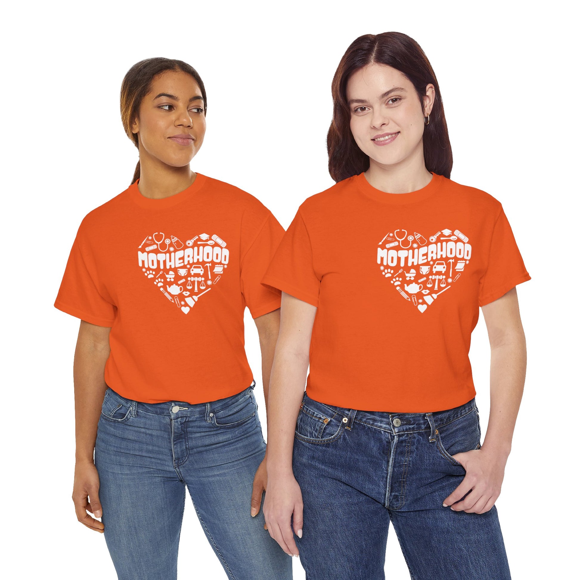 Motherhood Heart Tee — Mom Life Graphic T-Shirt