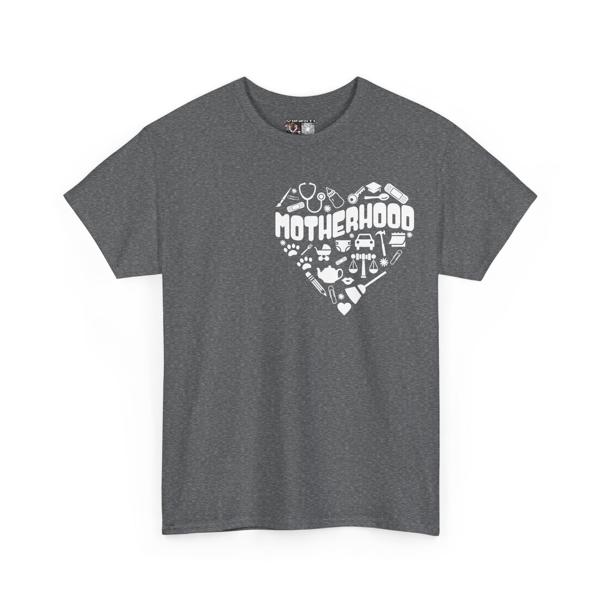 Motherhood Heart Tee — Mom Life Graphic T-Shirt