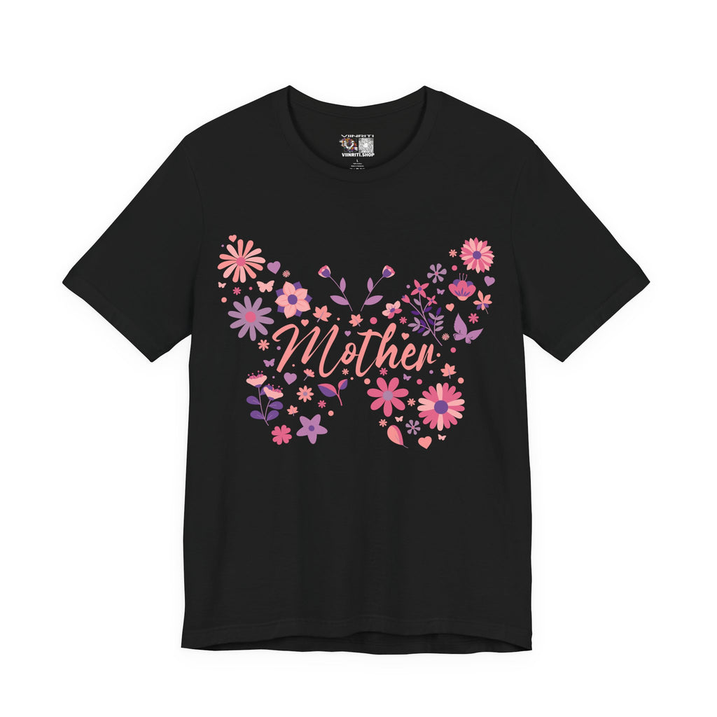 Butterfly Mother T-Shirt,Tee for Mom, Floral Gift, Birthday Present, Mother's Day Apparel, Cute Butterfly Design