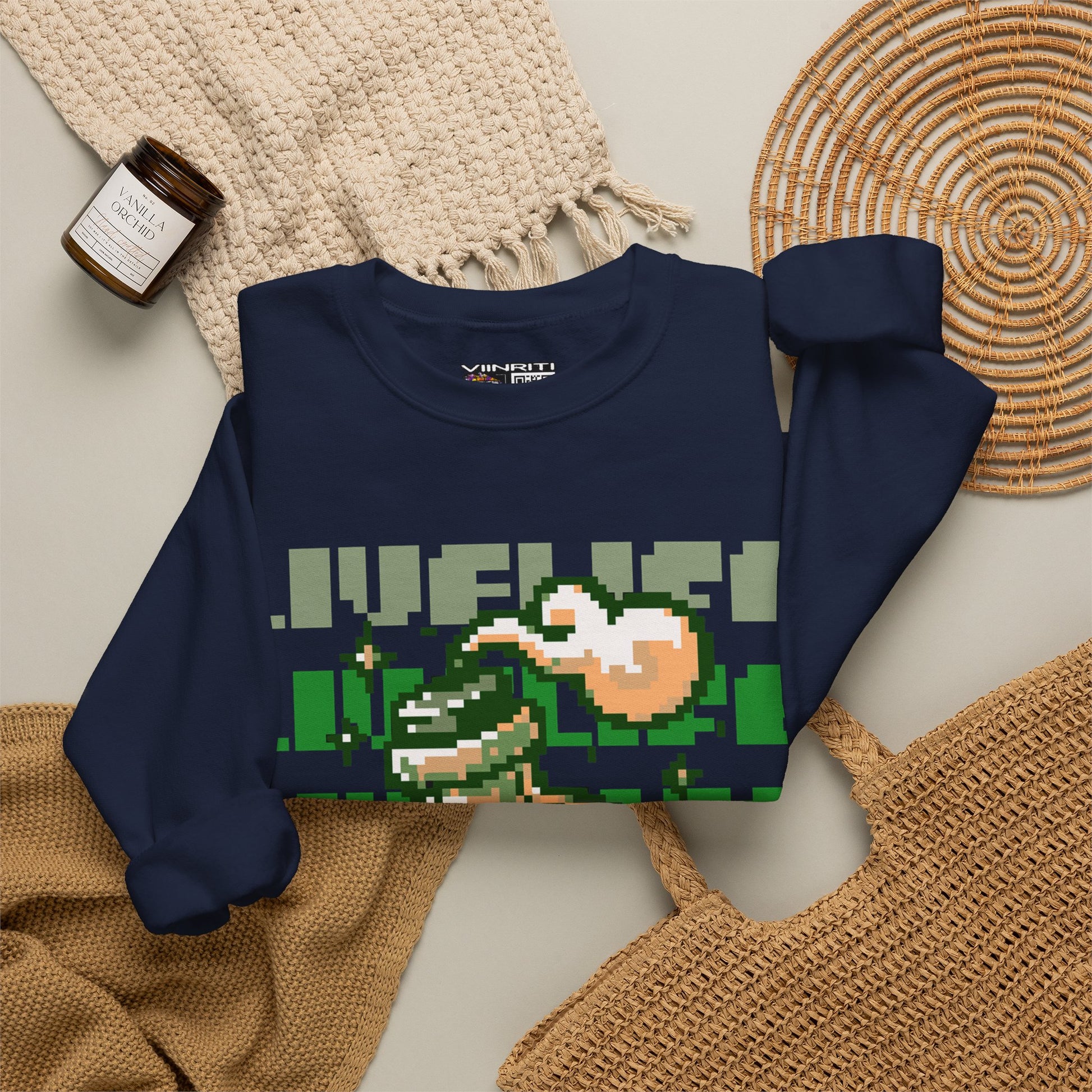 Crewneck Sweatshirt — Pixel Potion 'LIFE' Retro Gaming Graphic