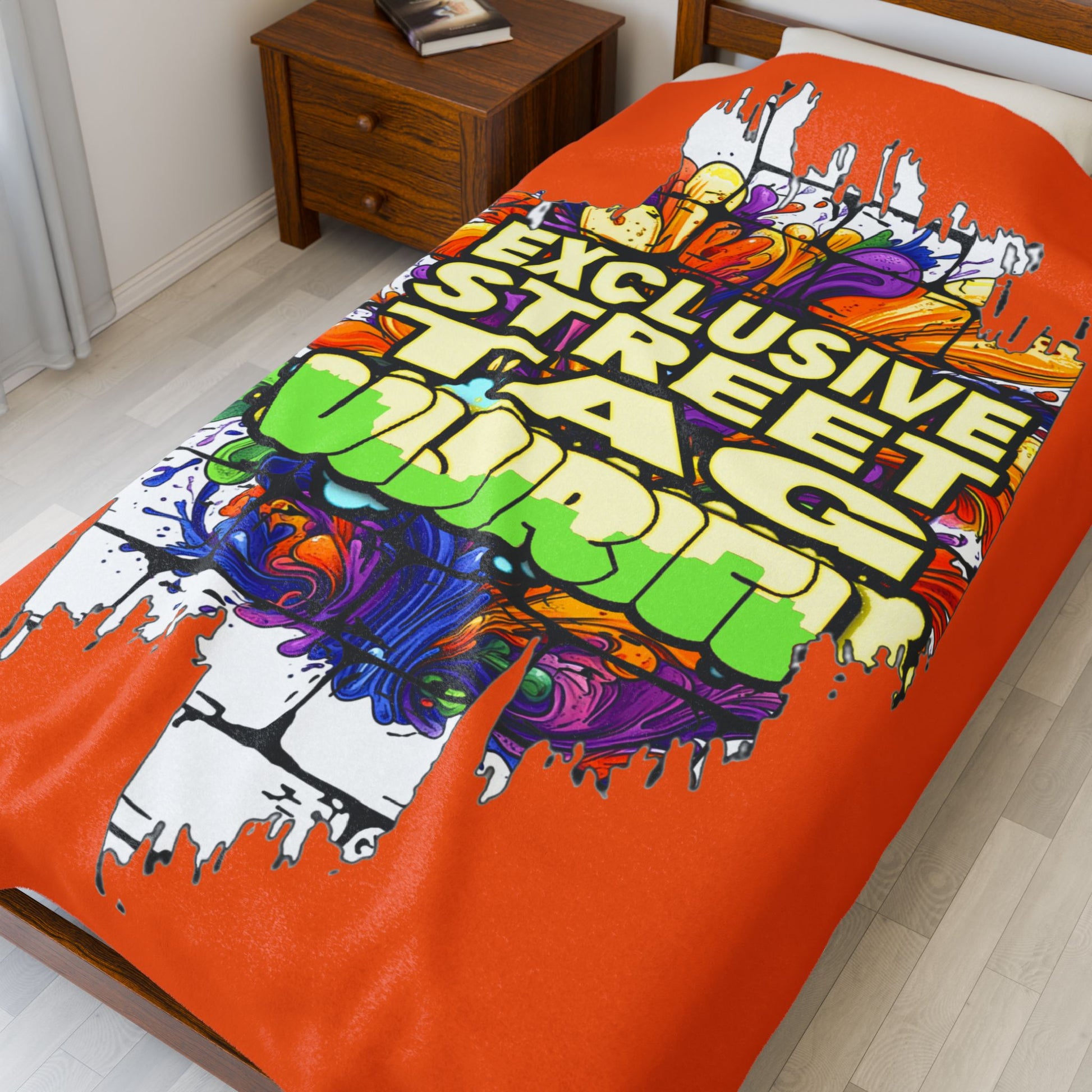 VIJIRITI Brand Velveteen Plush Blanket, Cozy Throw, Home Decor, Gift for Street Art Lovers, Unique Bedspread, Colorful Blanket