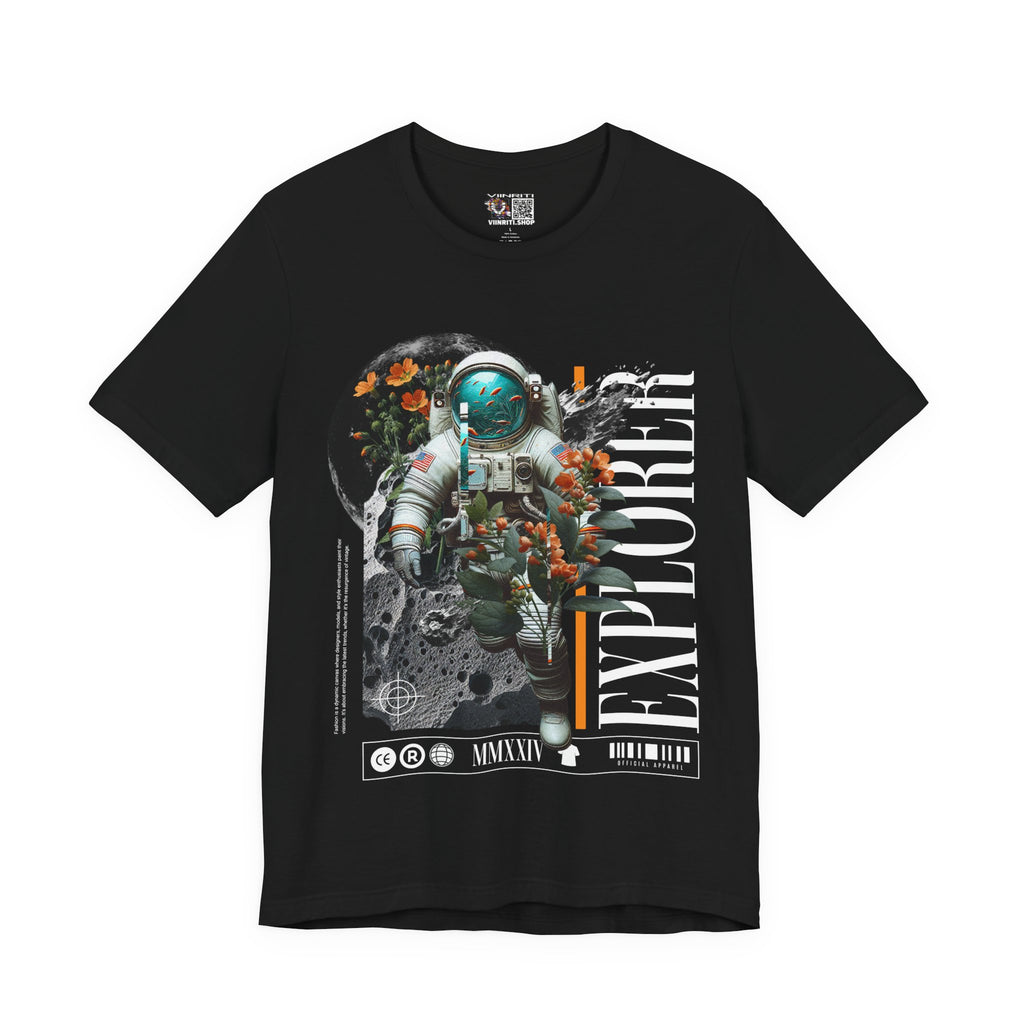 Astronaut Floral Tee — Space Explorer Graphic T-Shirt