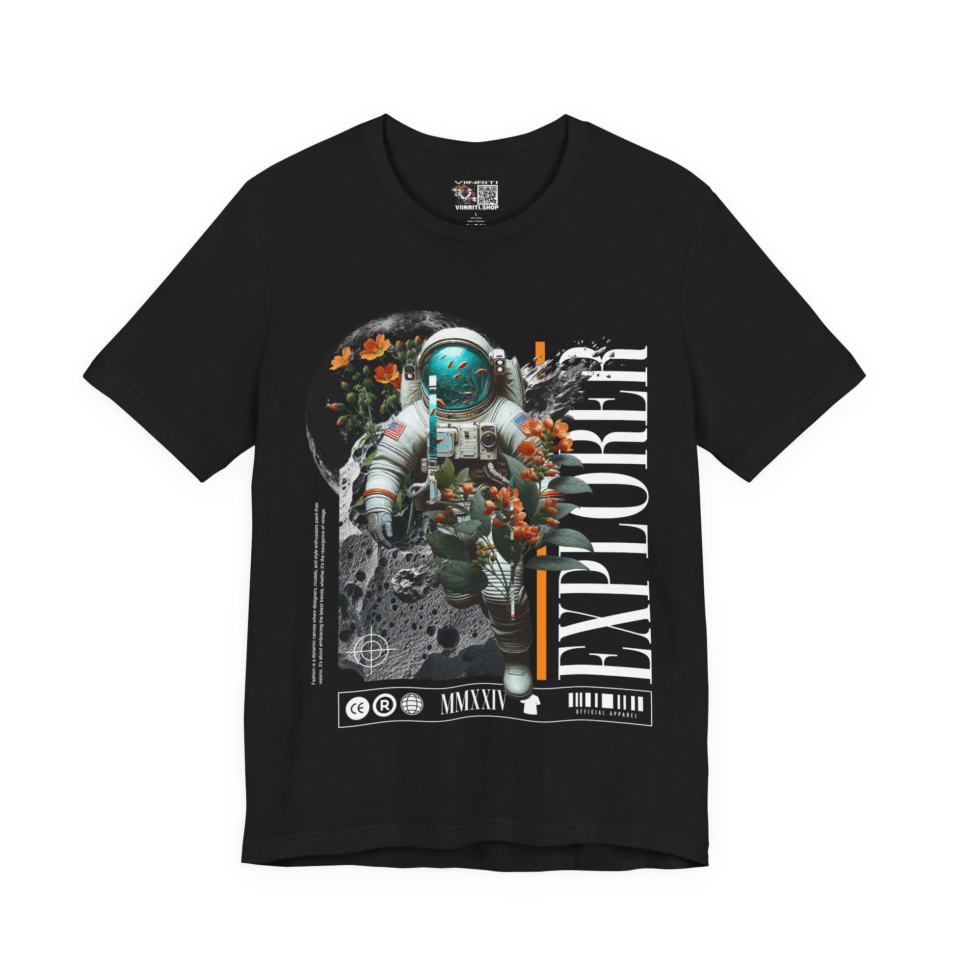 Astronaut Floral Tee — Space Explorer Graphic T-Shirt
