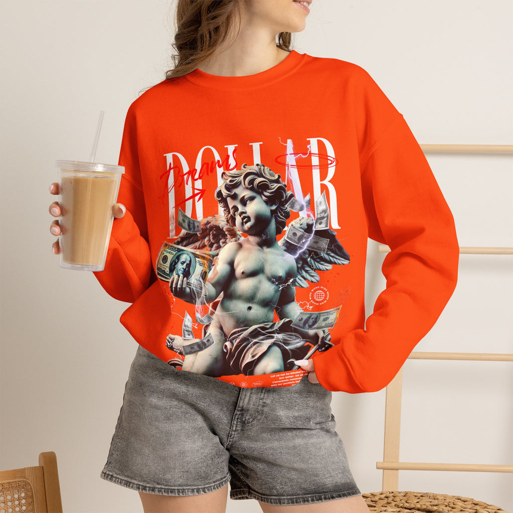 Crewneck Sweatshirt — 'Dollar' Statue Collage Graphic