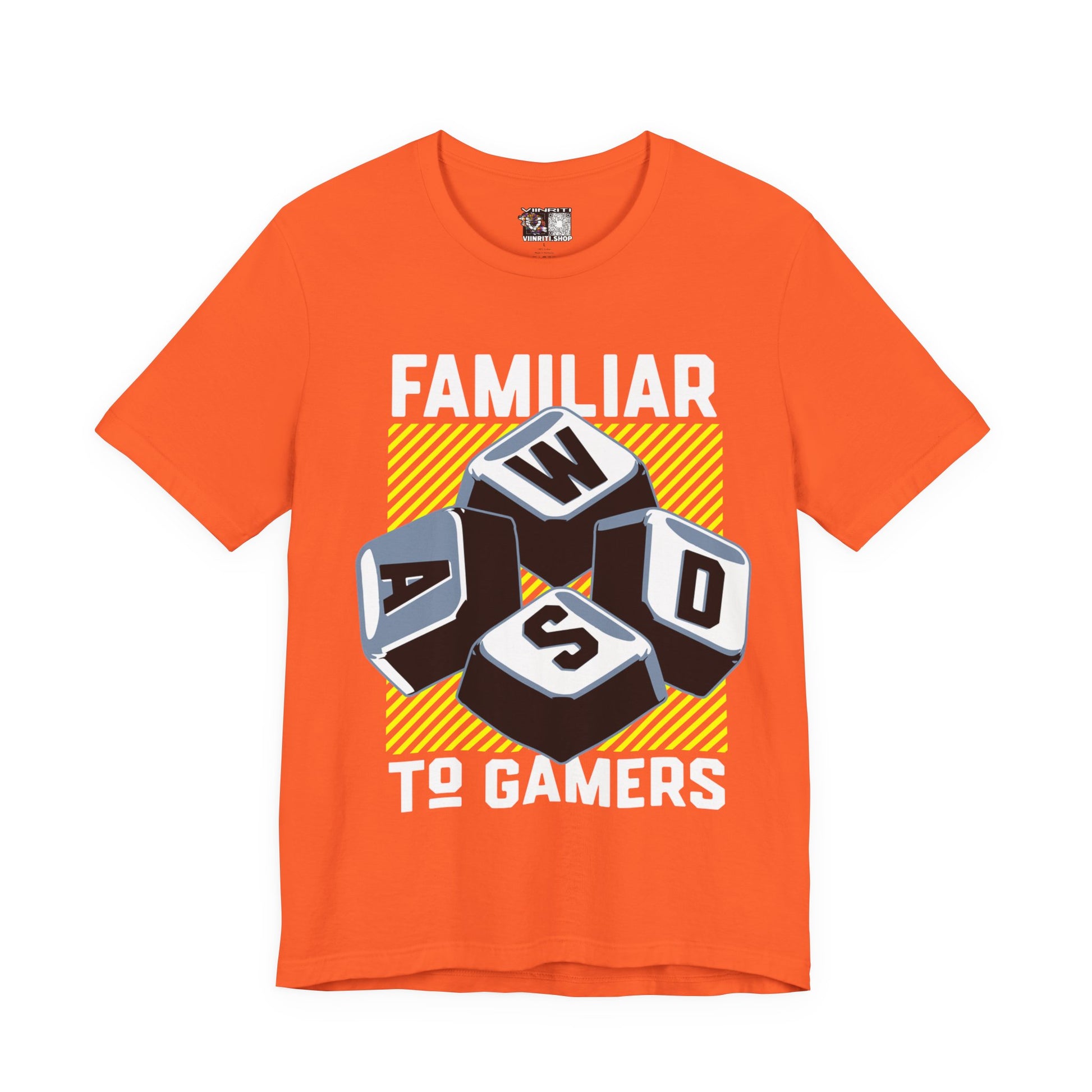 ""Gamer WASD Keys T‑Shirt — "Familiar to Gamers" Retro Keycap Tee