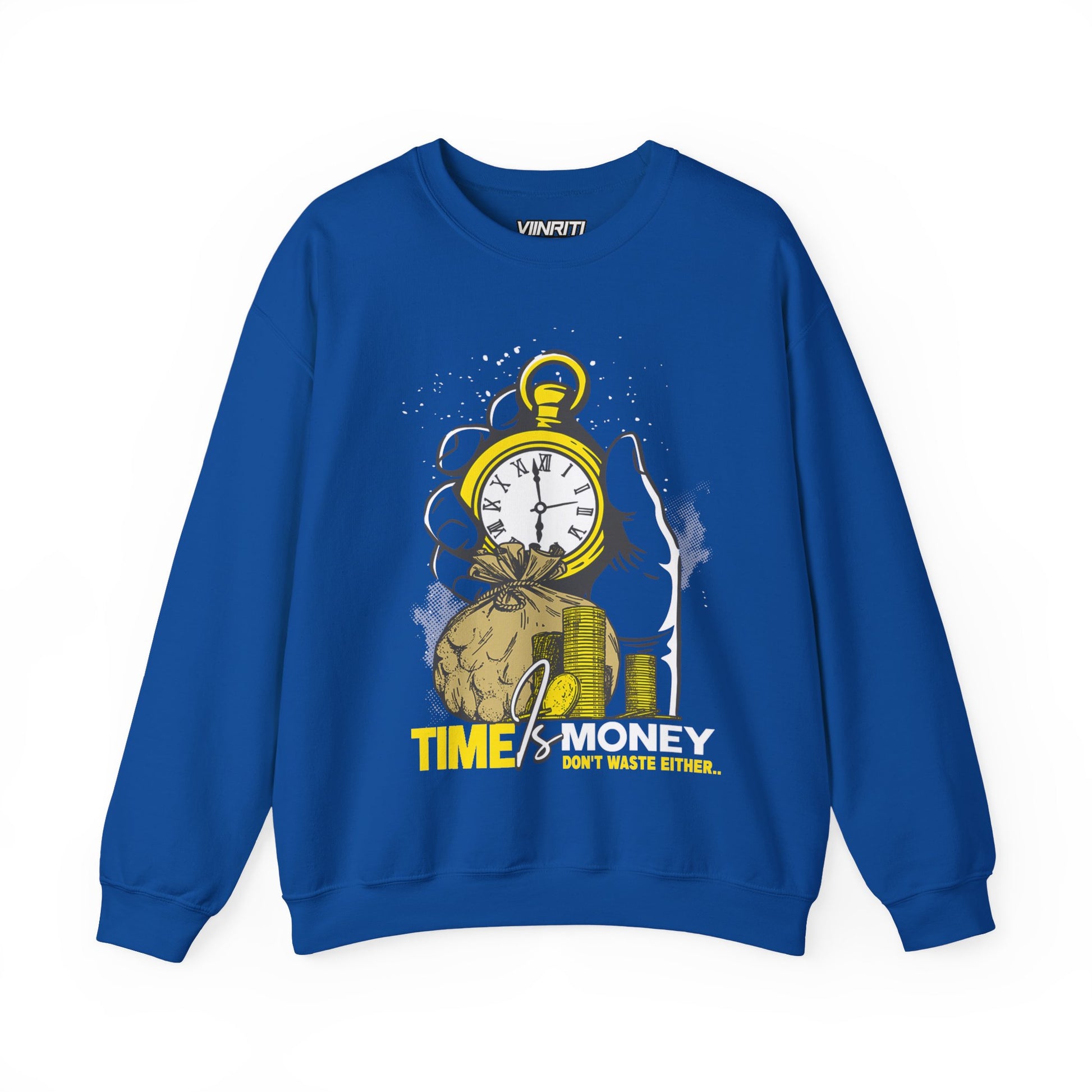 Time Is Money Crewneck Sweatshirt — Vintage Pocket Watch Graphic