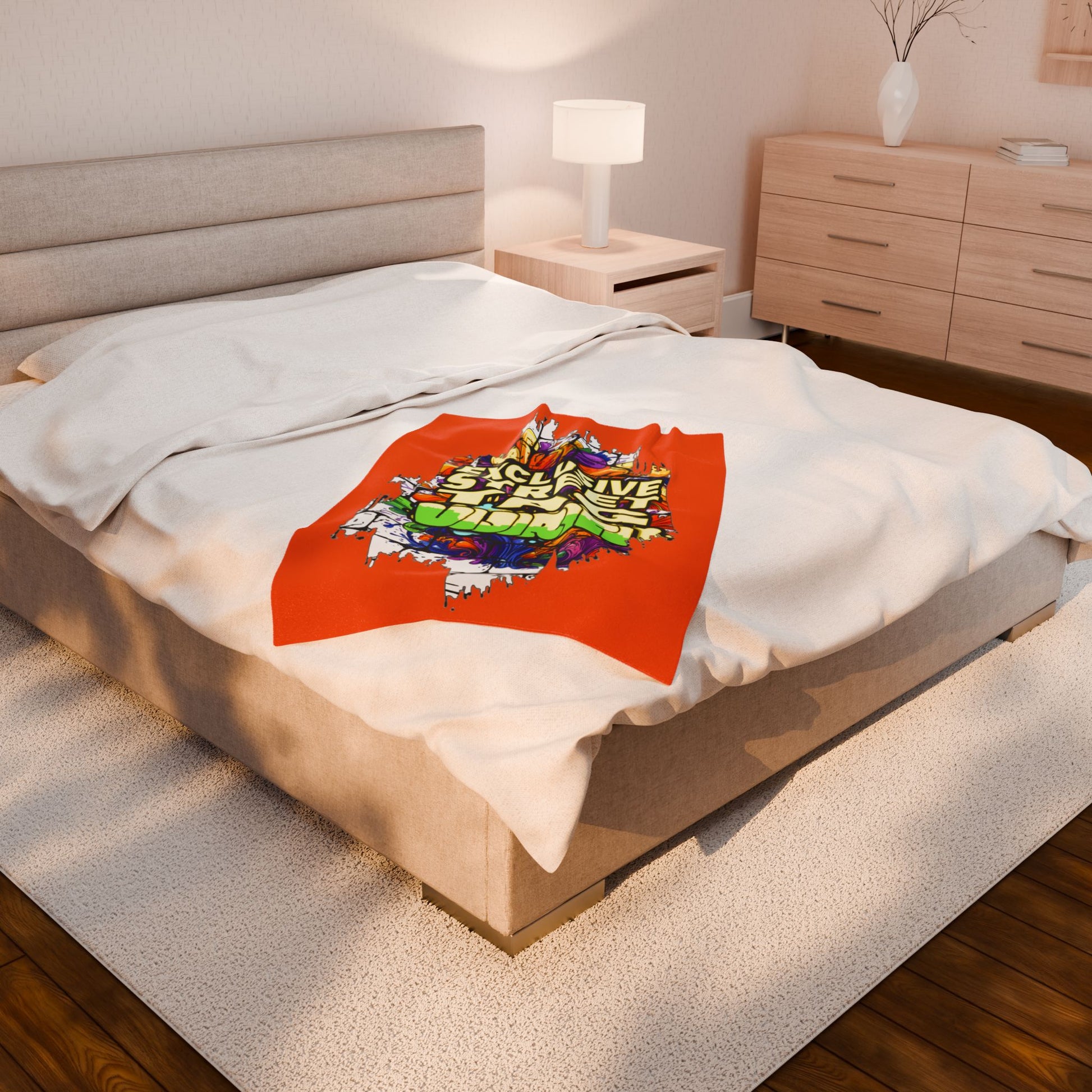 VIJIRITI Brand Velveteen Plush Blanket, Cozy Throw, Home Decor, Gift for Street Art Lovers, Unique Bedspread, Colorful Blanket