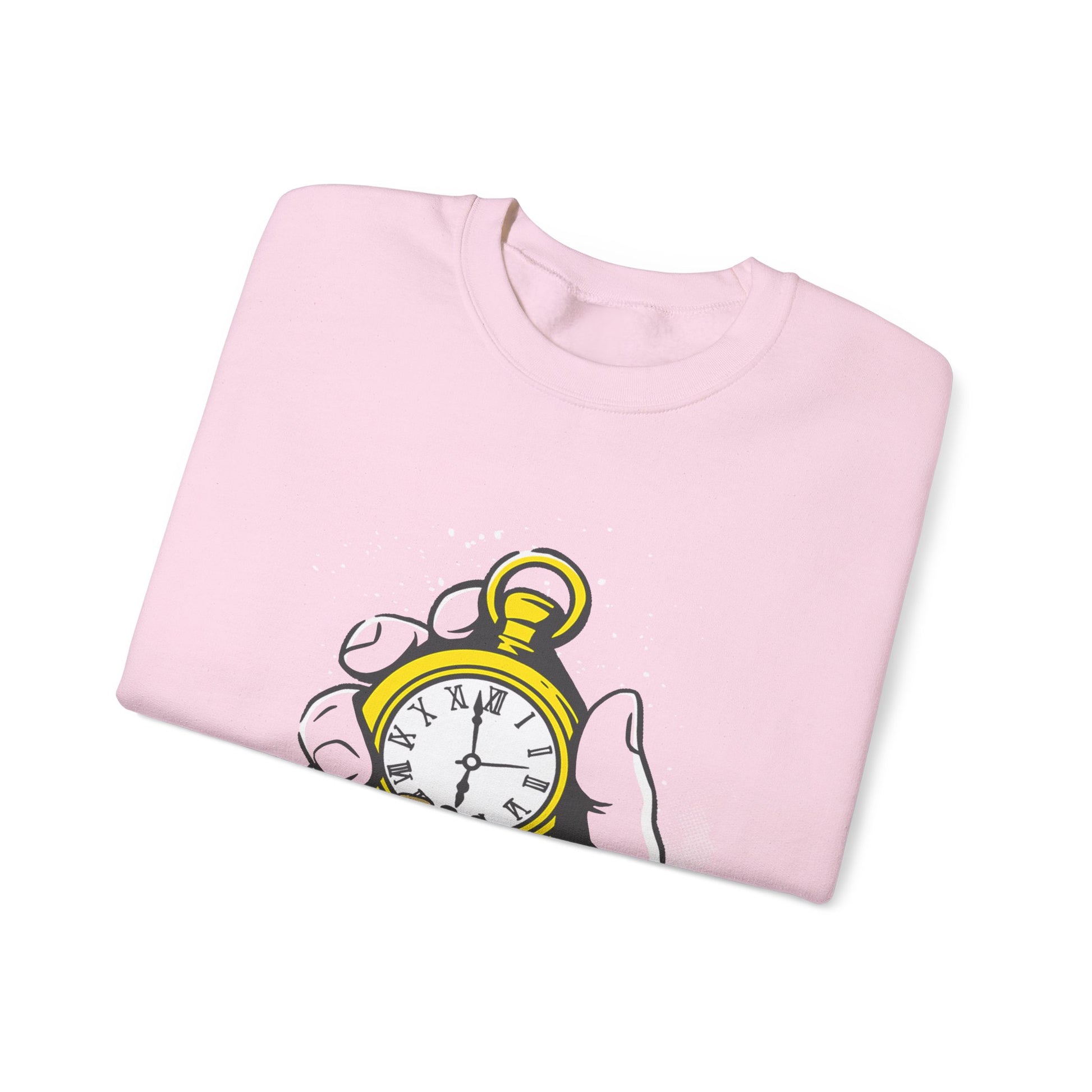 "Time Is Money" Graphic Pocket Watch & Coins Crewneck Sweatshirt -