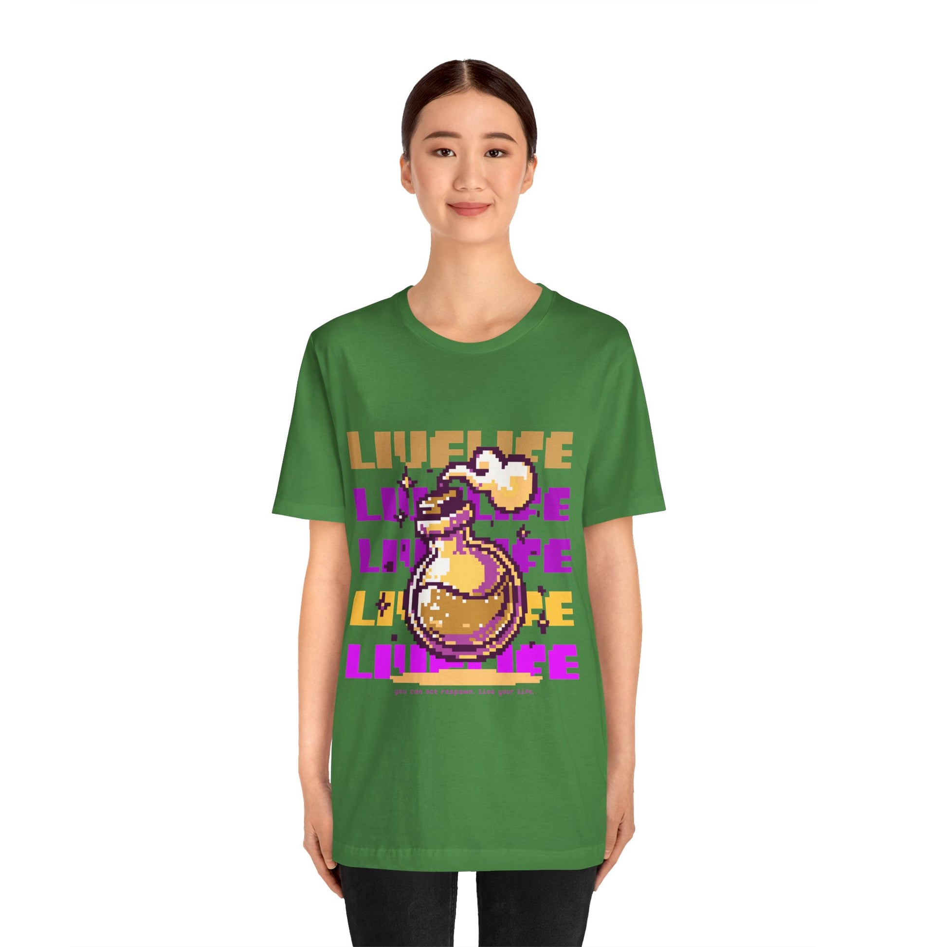 Live Life Pixel Frog Graphic Tee — Retro Gaming Nature T-Shirt