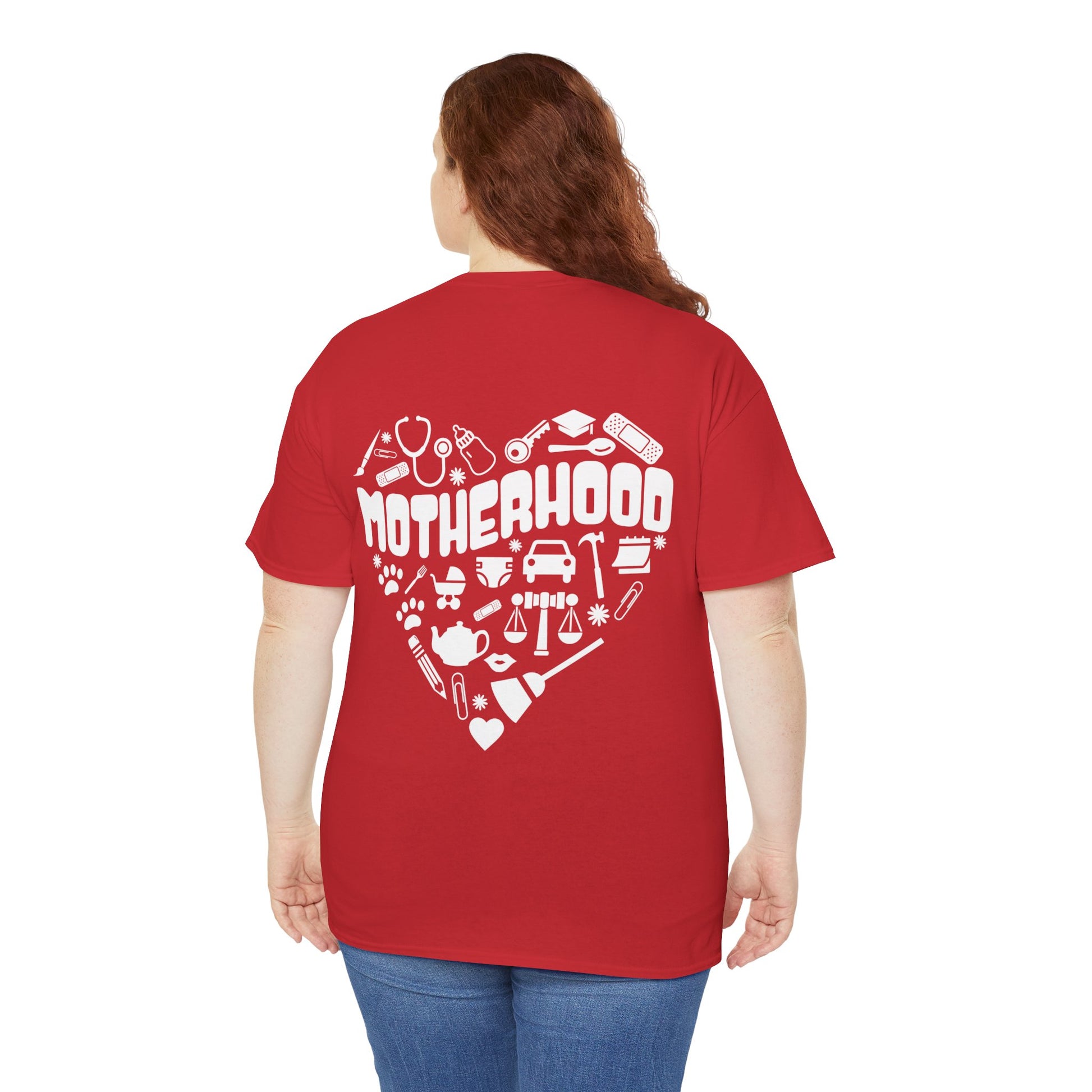 Motherhood Heart Tee — Mom Life Graphic T-Shirt