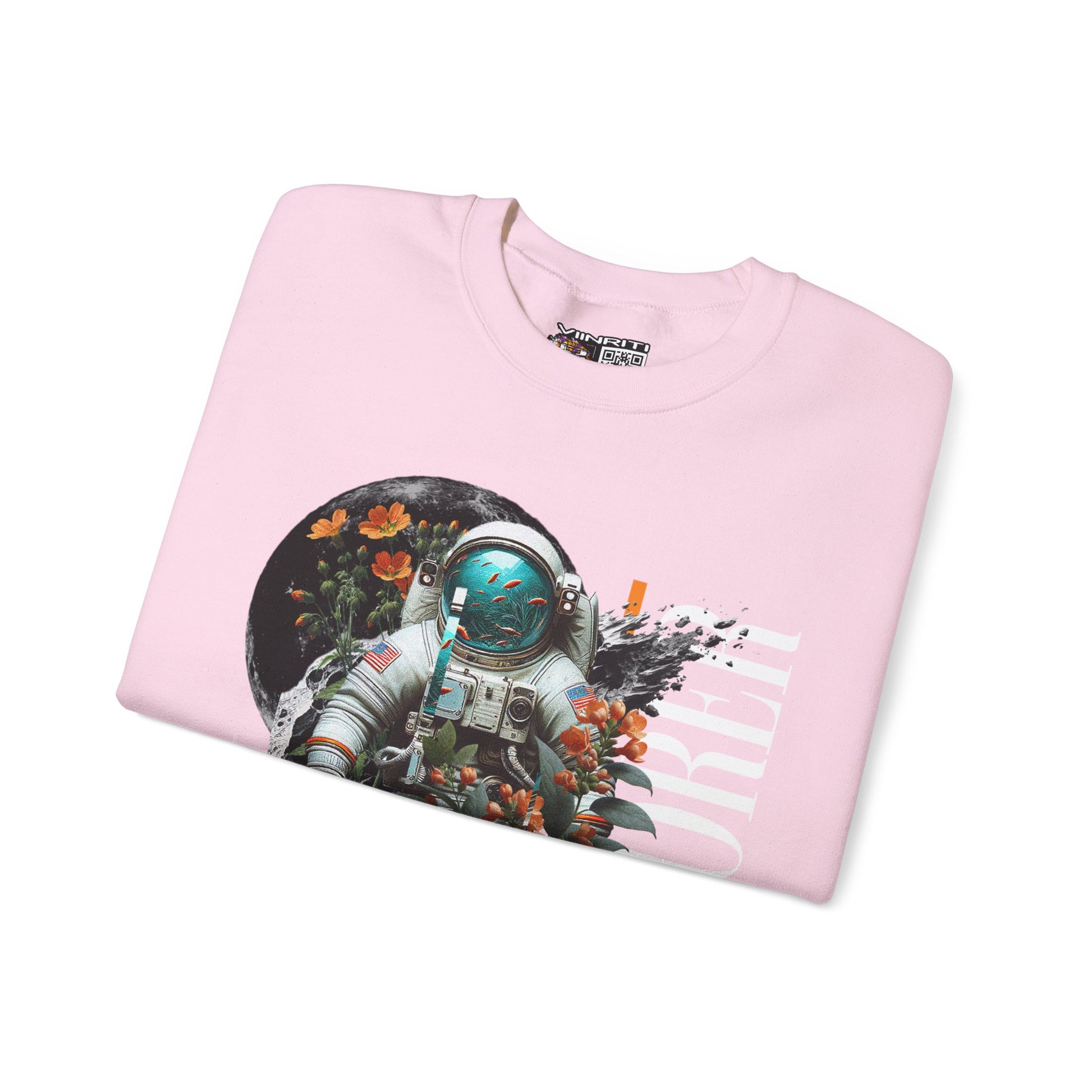 Astronaut Floral Crewneck Sweatshirt — Space Explorer Graphic Pullover