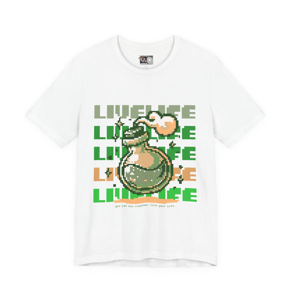 Live Life Pixel Frog Graphic Tee — Retro Gaming Nature T-Shirt