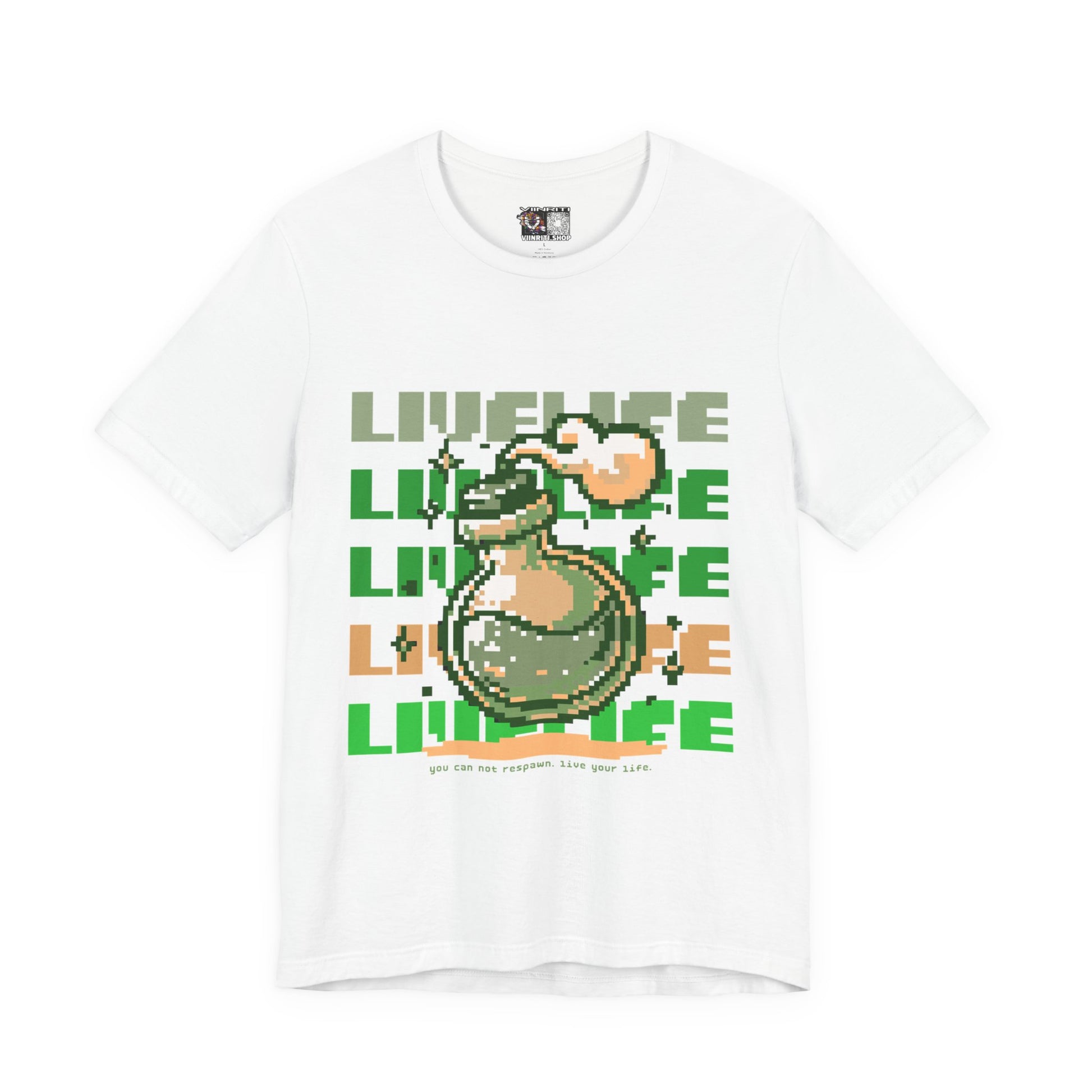 Live Life Pixel Frog Graphic Tee — Retro Gaming Nature T-Shirt